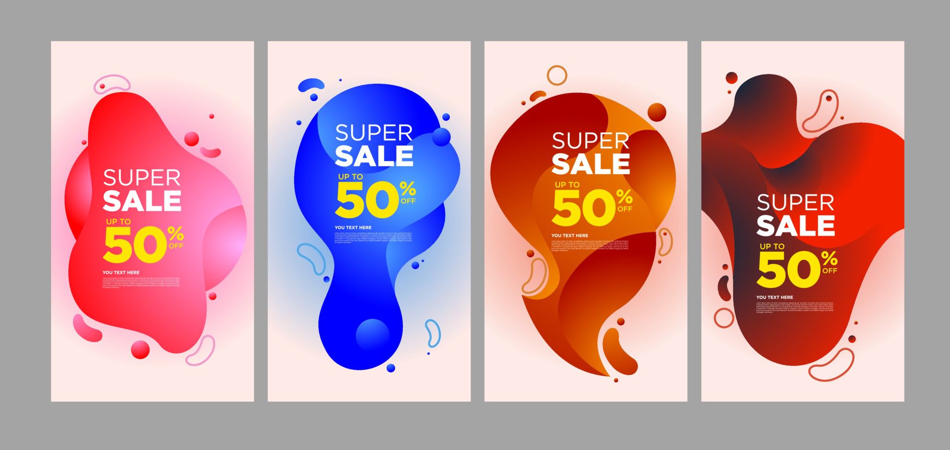 Vector colorful fluid and curve super sale banner Free Vector