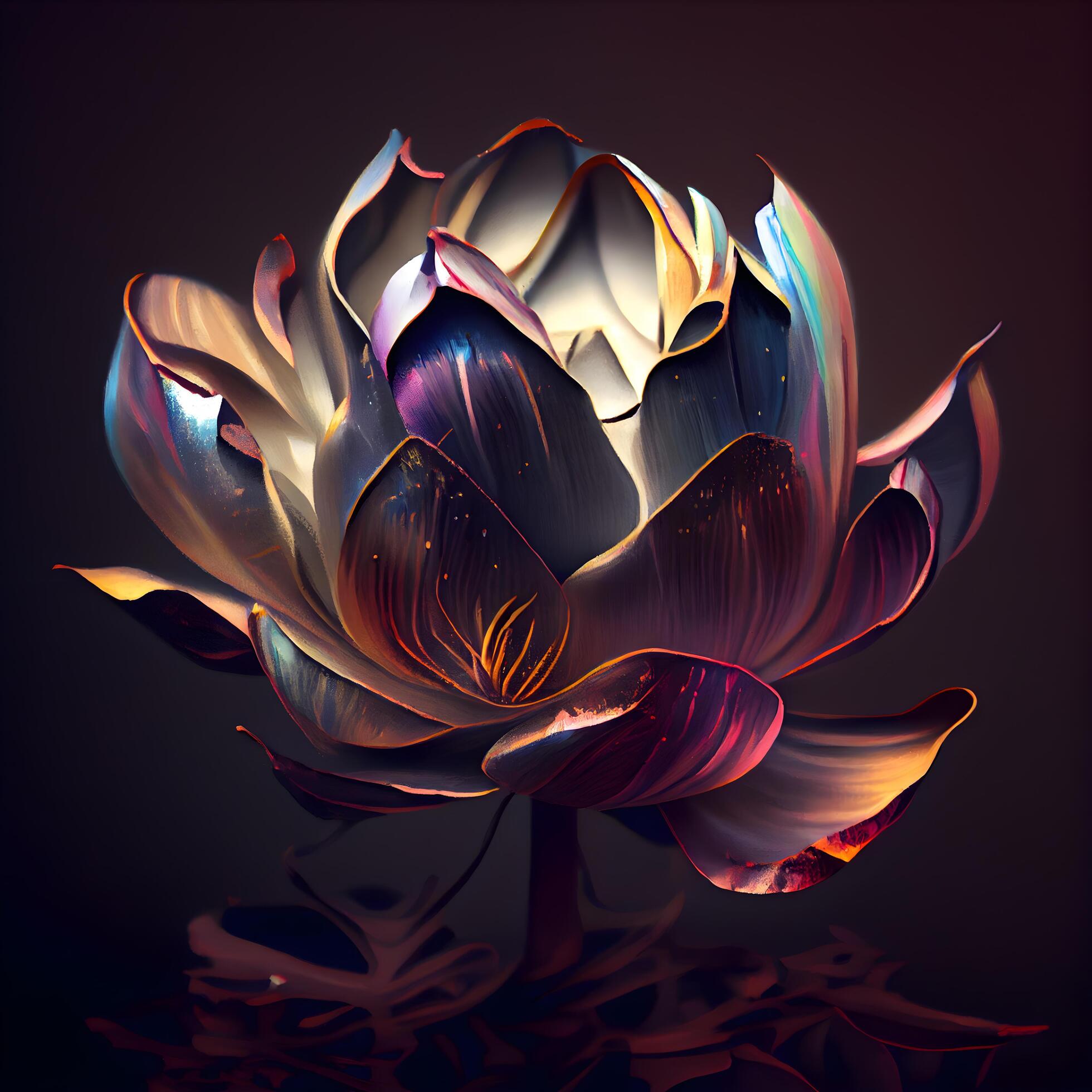 Lotus flower on dark background. 3d rendering, 3d illustration., Image Stock Free