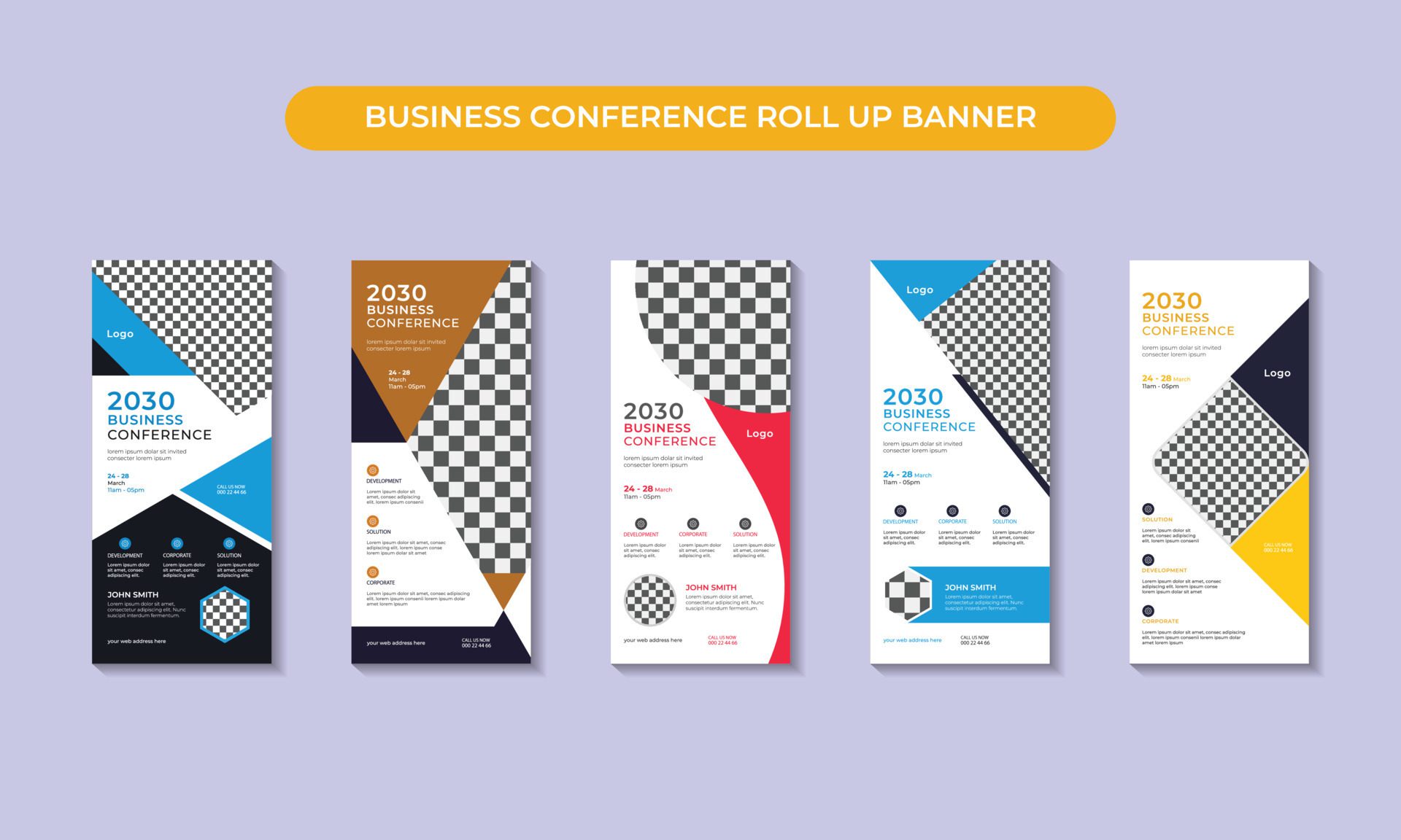 Modern business conference roll up banner and standee banner design template. vector illustration. Free Vector and Free SVG