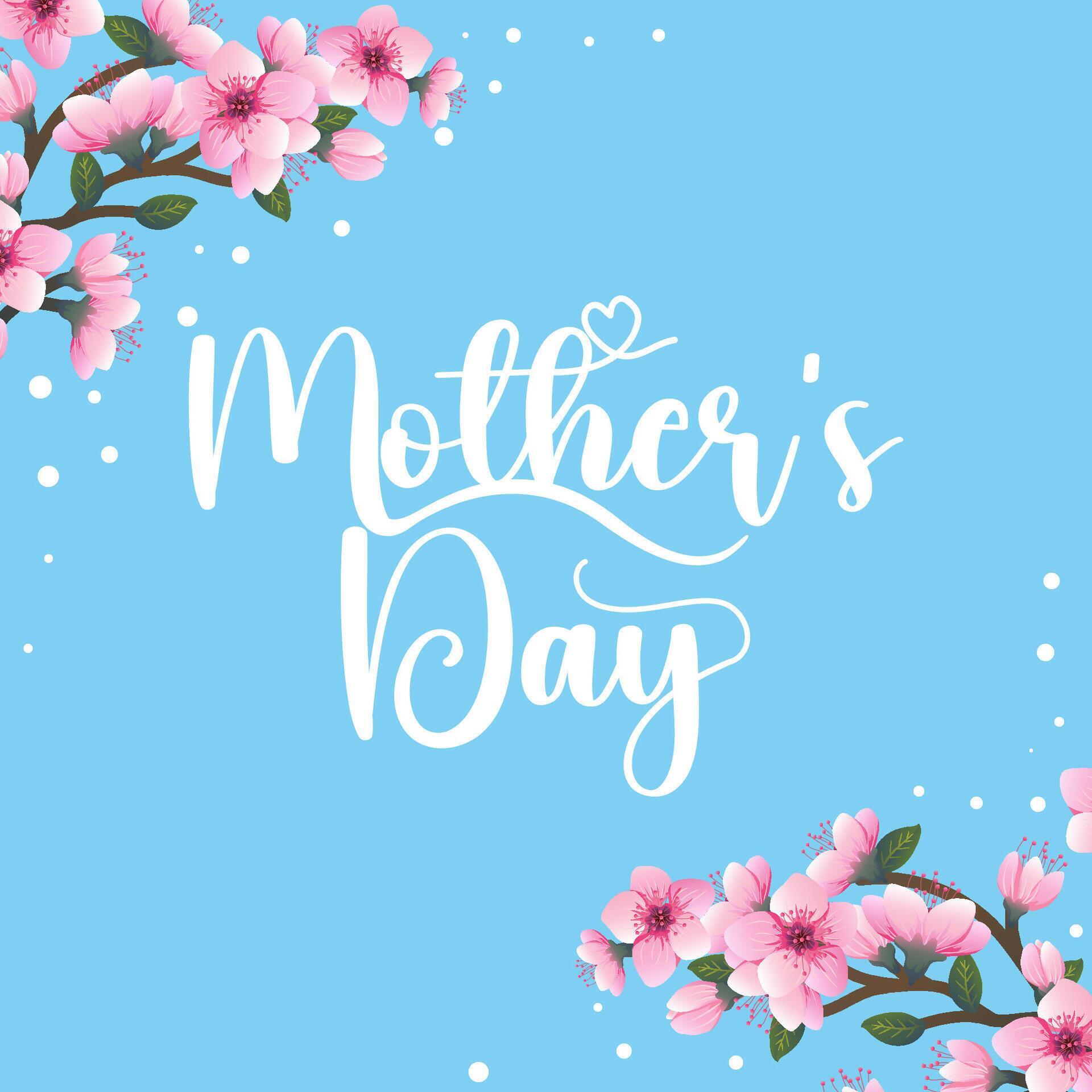 Happy mothers day typography design in vector with colorful flowers, love and butterfly Stock Free