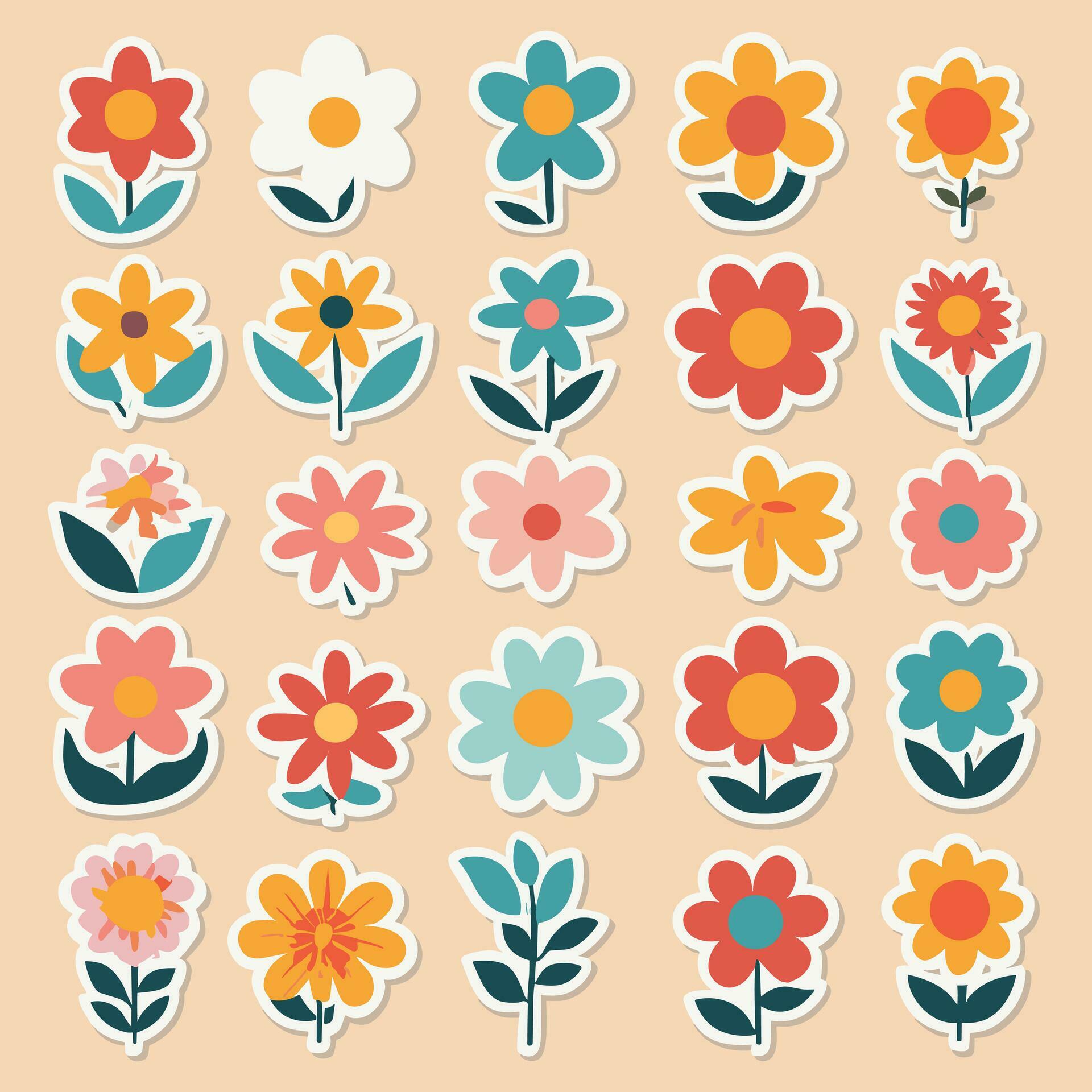 Flower sticker collection Stock Free