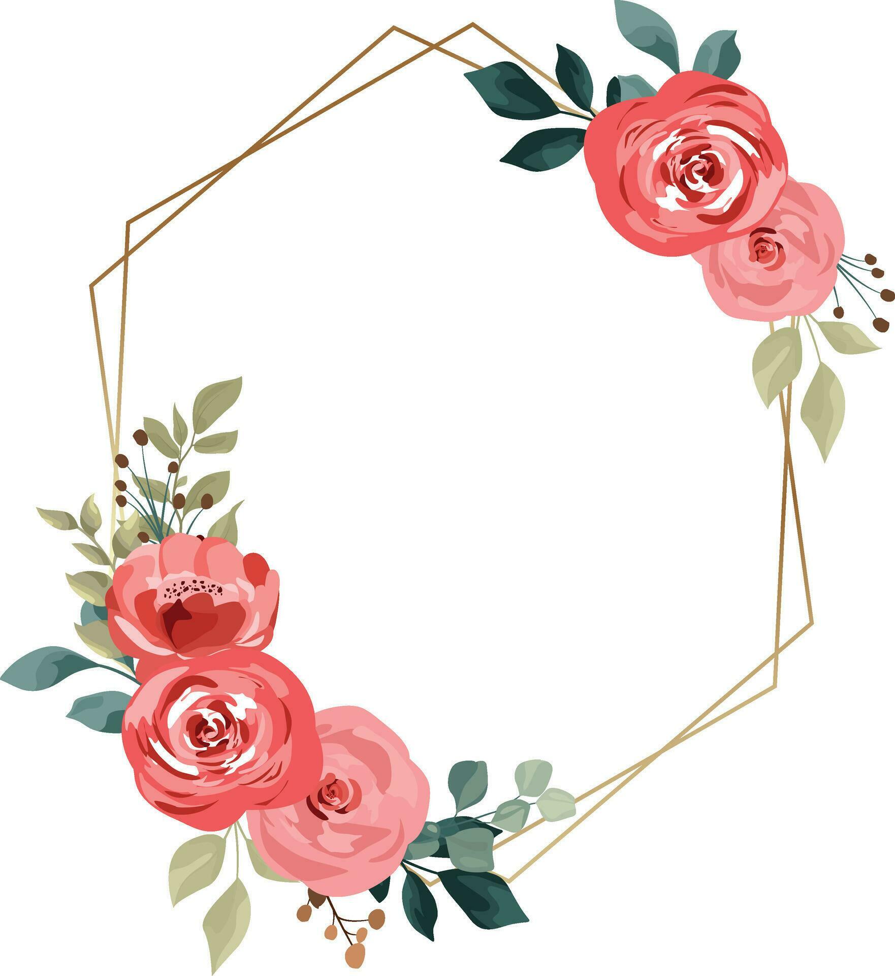 wedding flower frame with flower bouquet, wedding invitation decoration or greeting card Stock Free