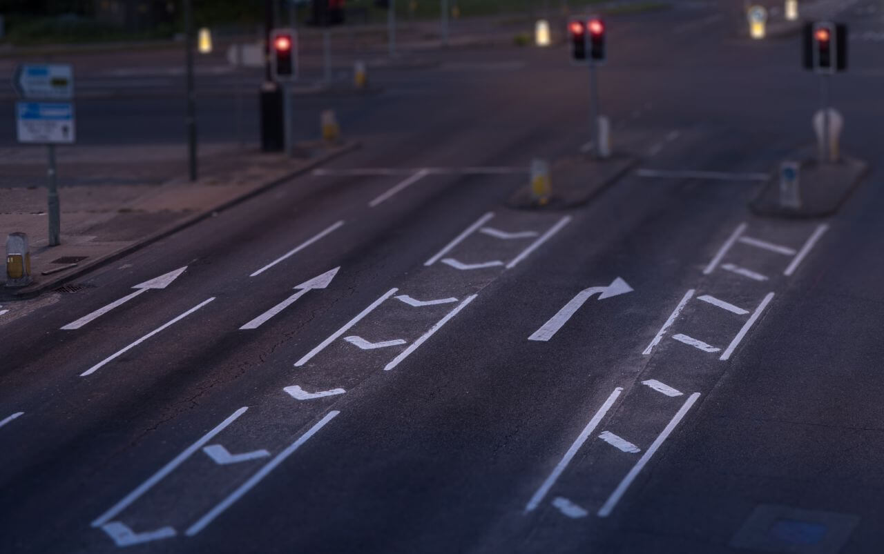 Highway Road Junction Night Stock Free