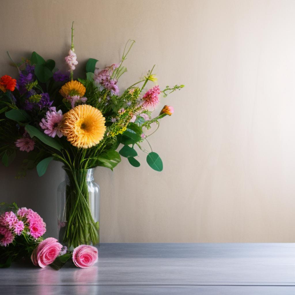 Background, Table with flowers by @ai_generated