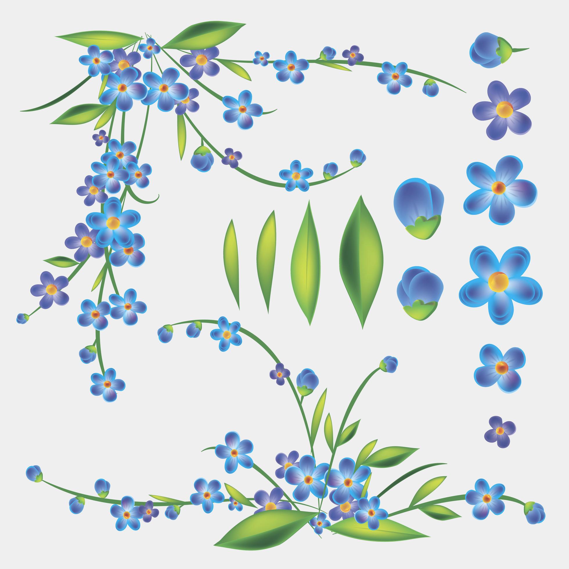 Blue flowers Set Stock Free