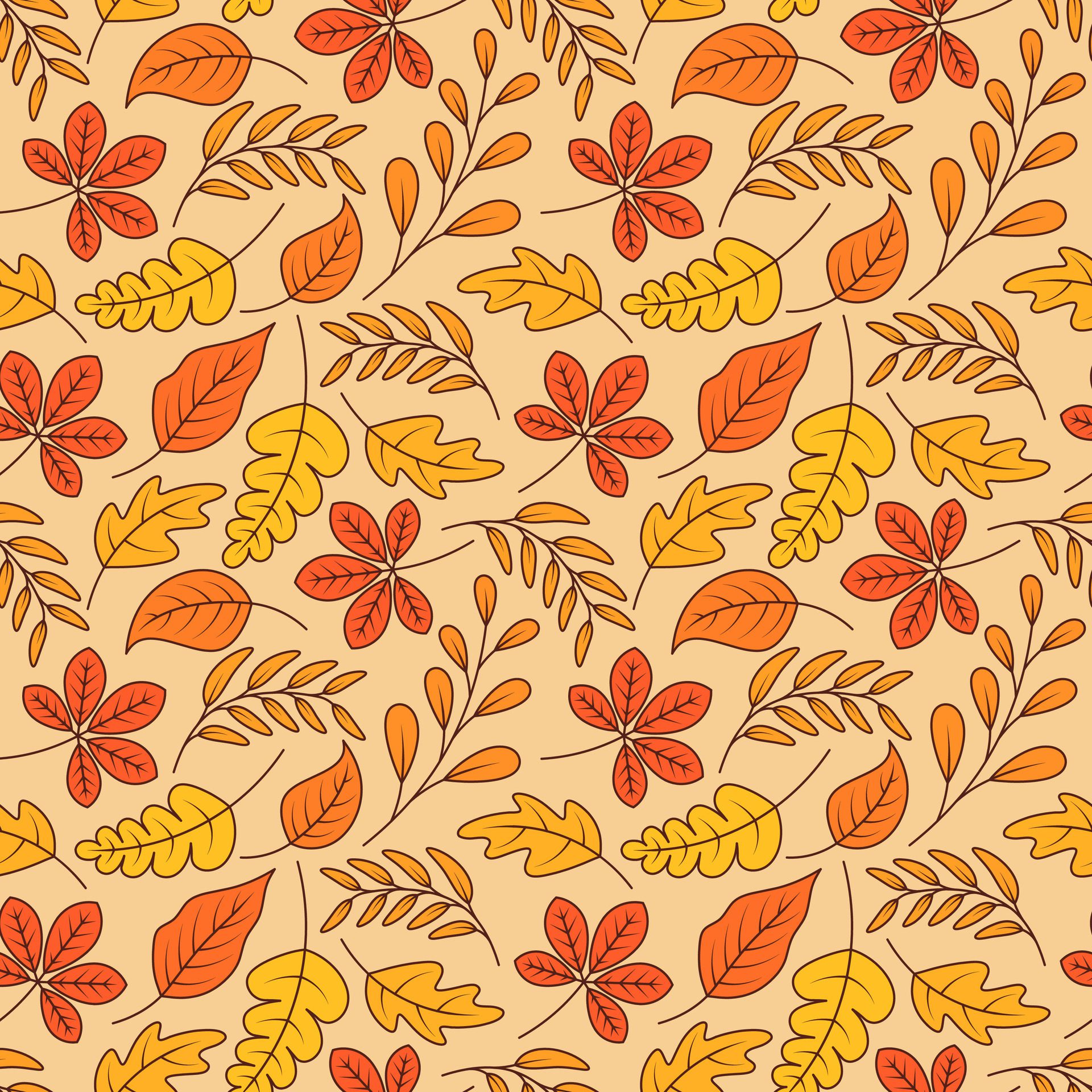 Autumn leaves pattern design Free Vector