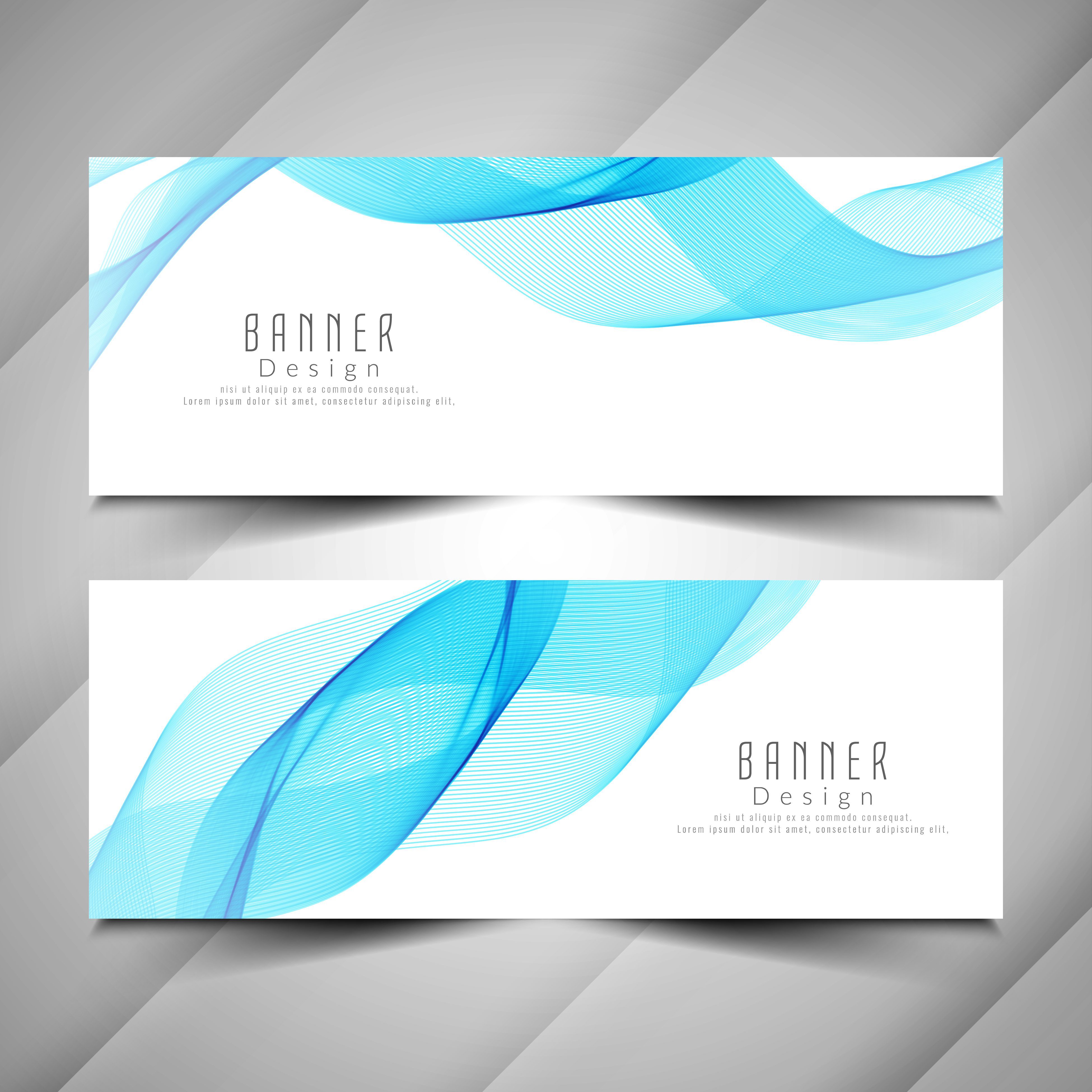 Abstract elegant wavy banners set Free Vector