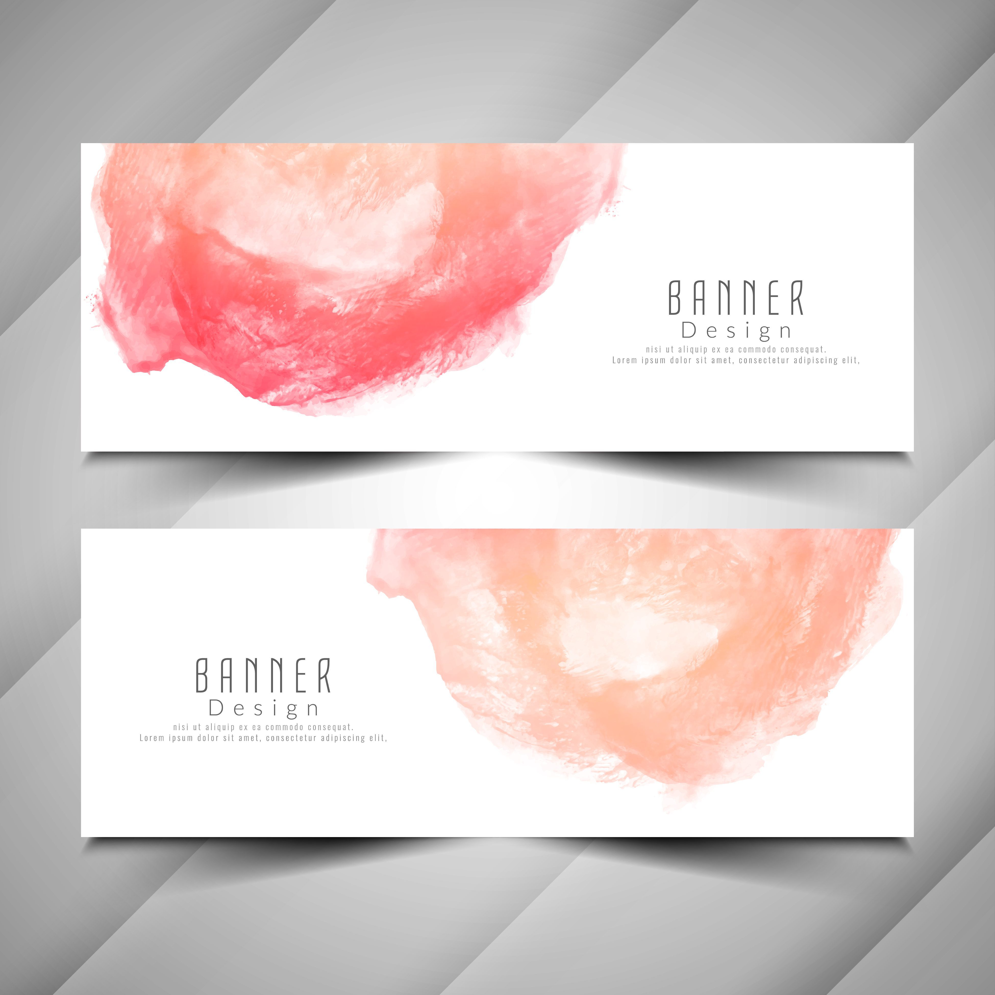 Abstract colorful watercolor banners set Free Vector