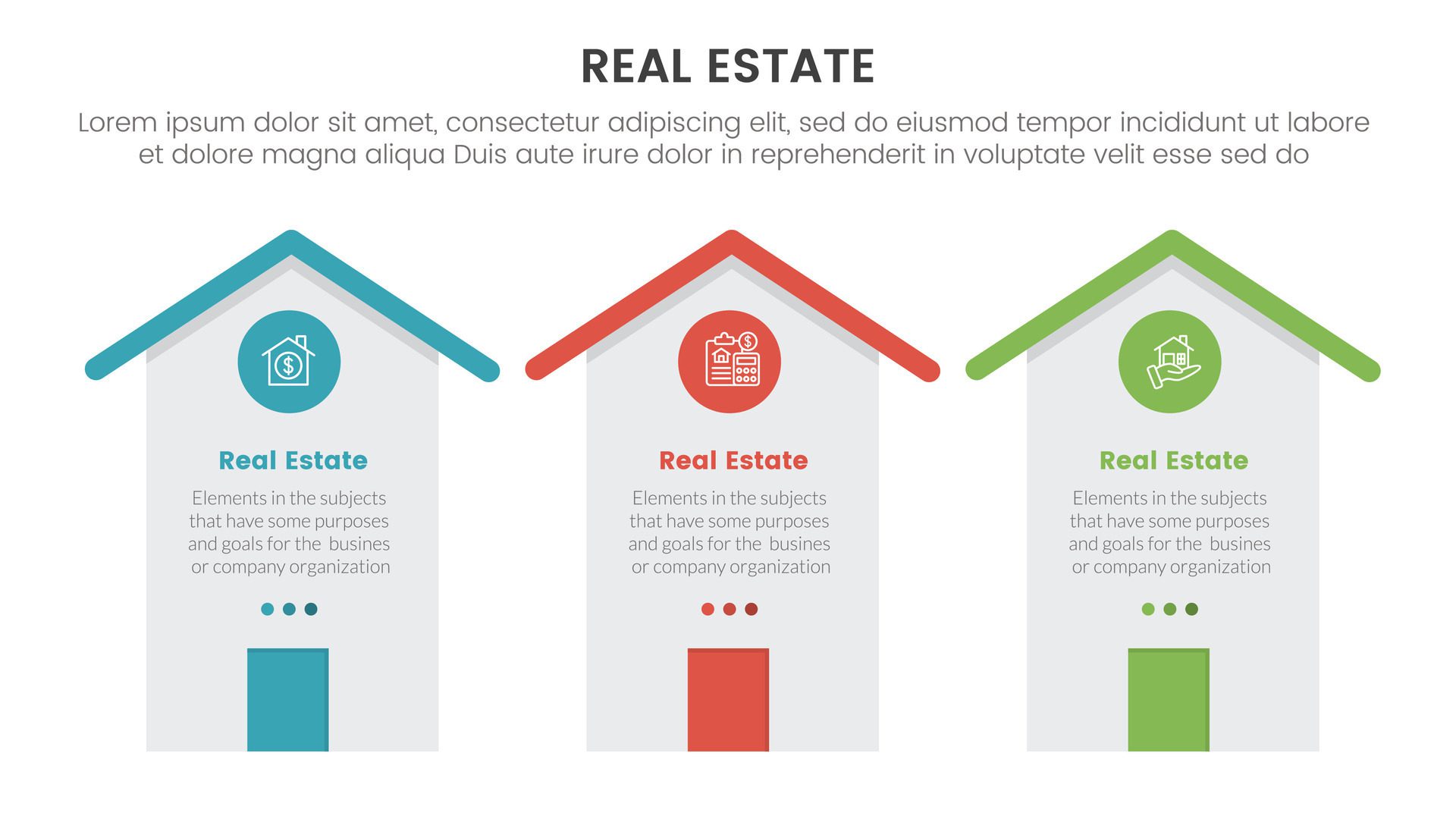 real estate property infographic template banner with high house building with circle badge with 3 point list information for slide presentation Free Vector