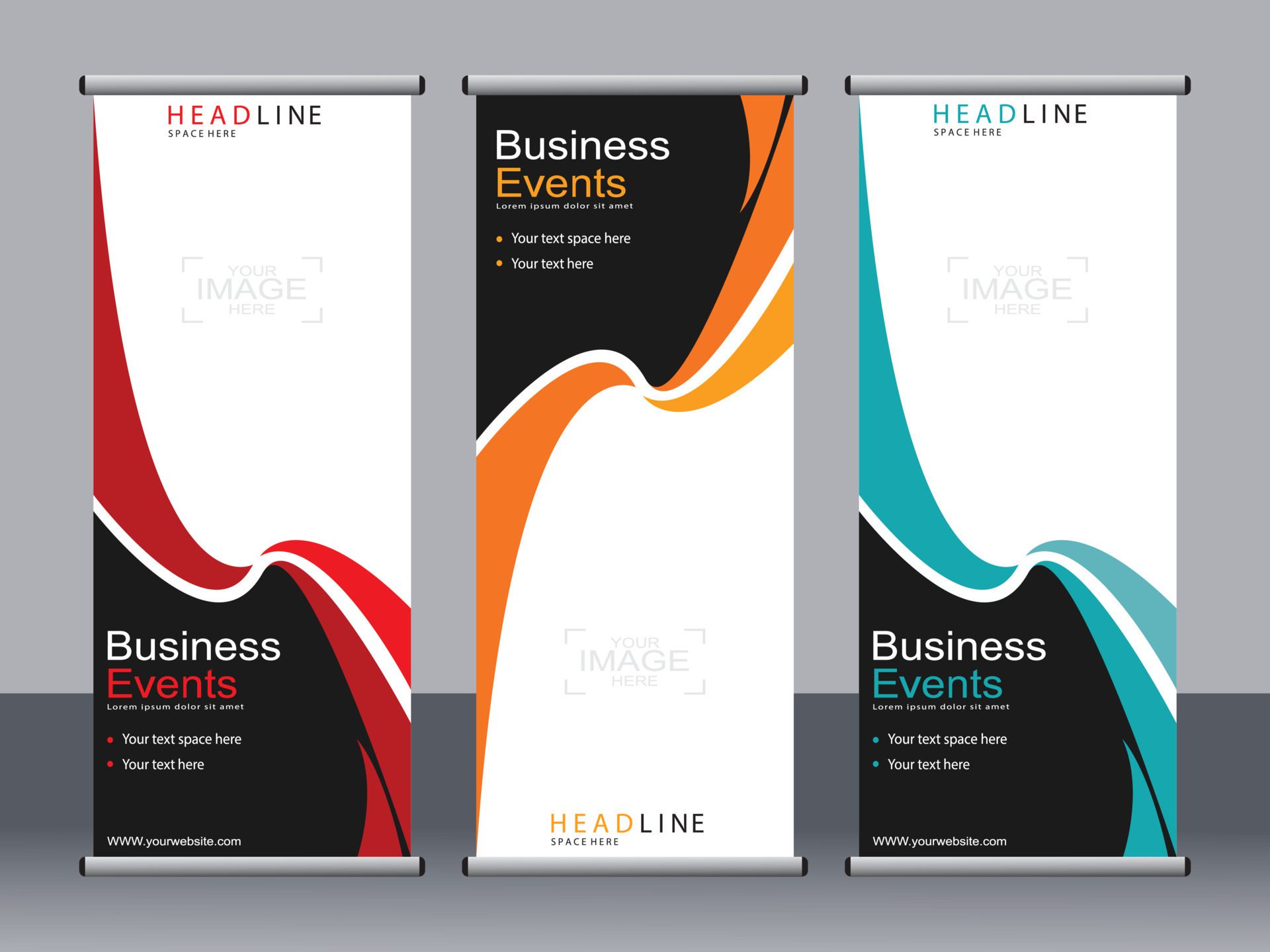 Business banner roll up set standee banner template. Free Vector