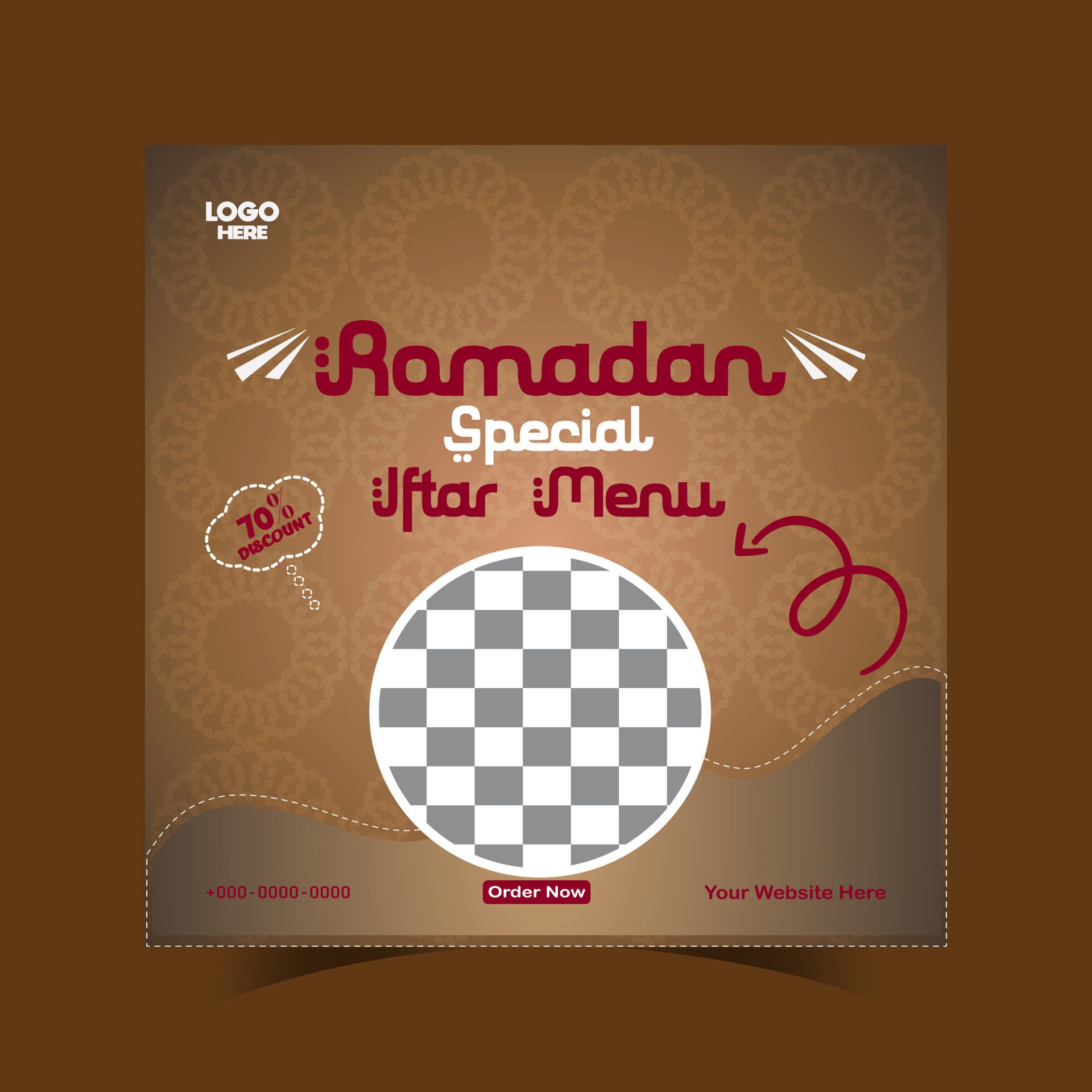 Ramadan iftar menu food post design and social media banner template Free Vector