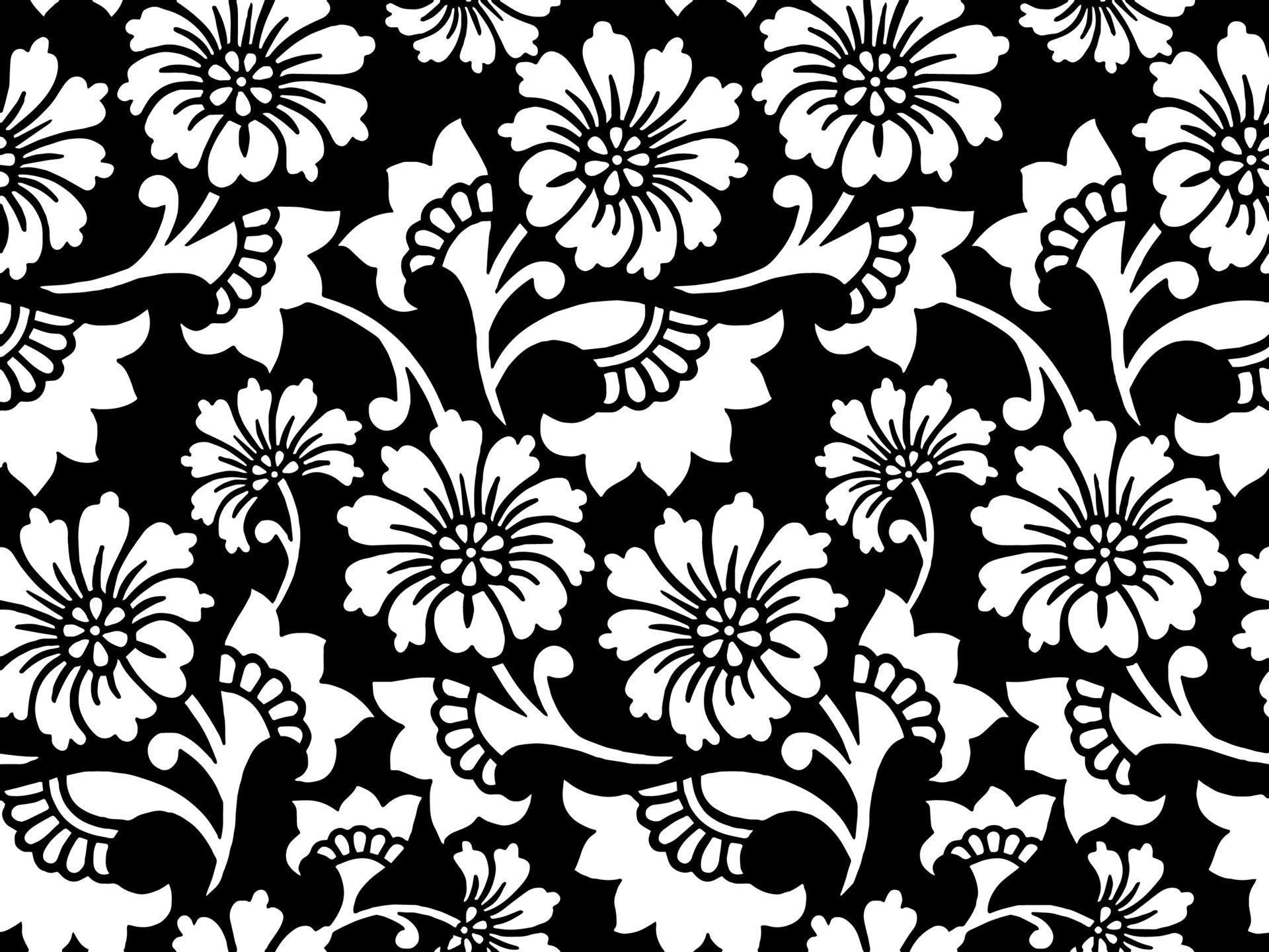 pattern vintage seamless vector floral wallpaper background illustration white black Stock Free