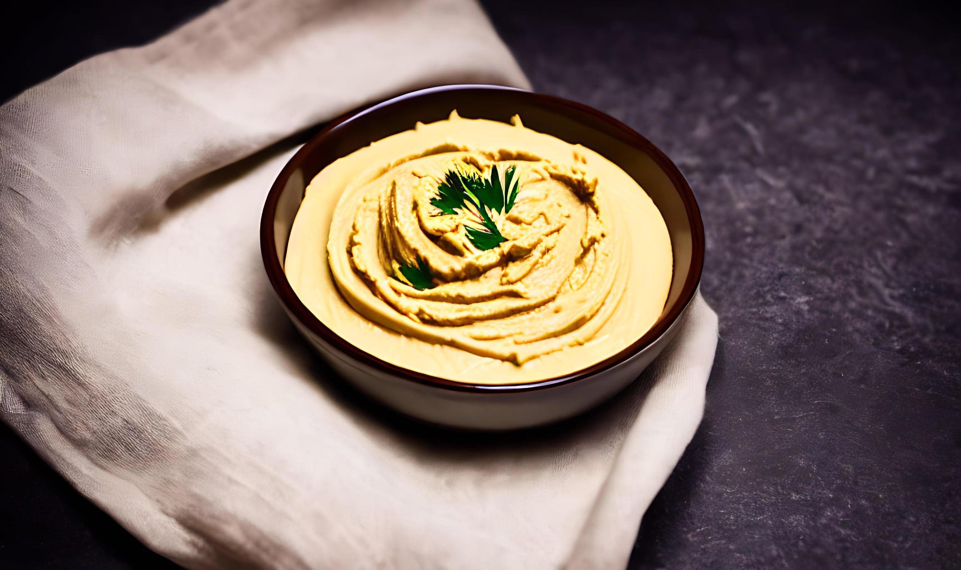 Healthy food. Traditional freshly made organic hummus. Stock Free