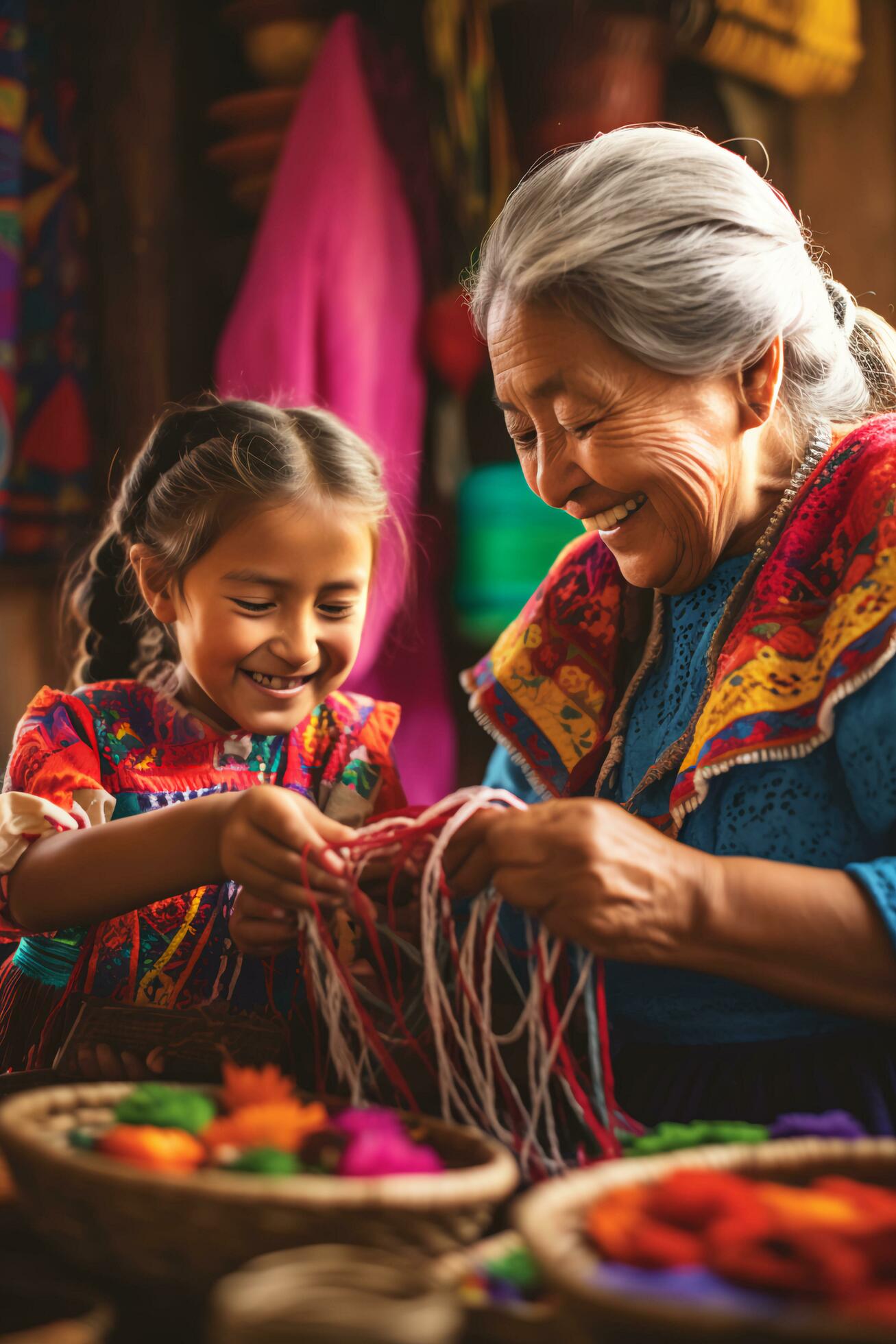 Joyful Hispanic Heritage Family Gathering with Abuela – AI generated Stock Free