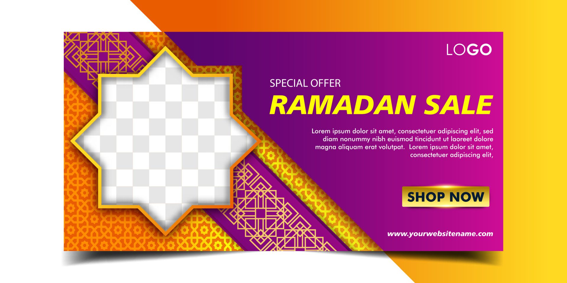 Ramadan sale horizontal banner template Free Vector