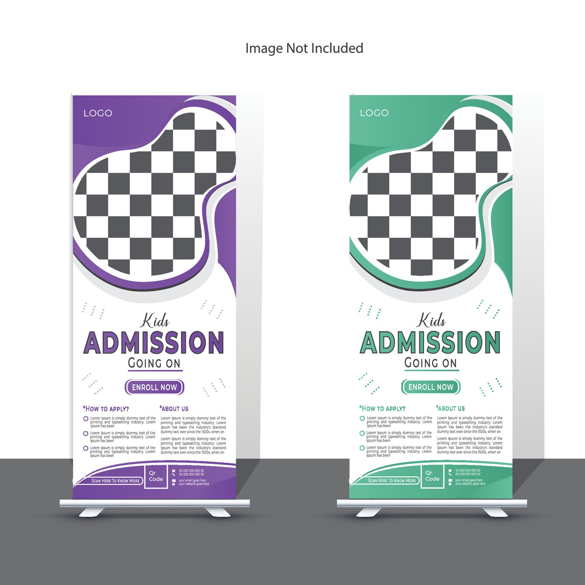 Professional Kids Admission Roll Up Banner Design Template Free Vector