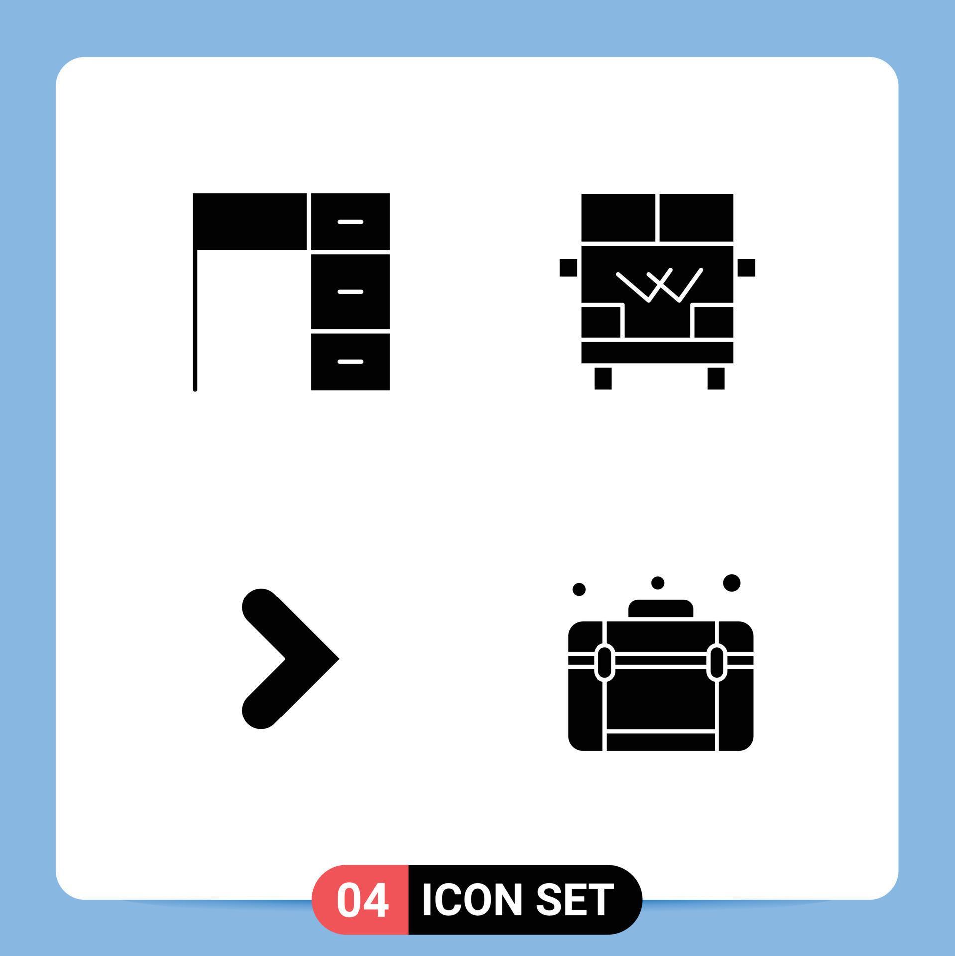 Pictogram Set of 4 Simple Solid Glyphs of desk arrow office transportation forward Editable Vector Design Elements Stock Free and Free SVG