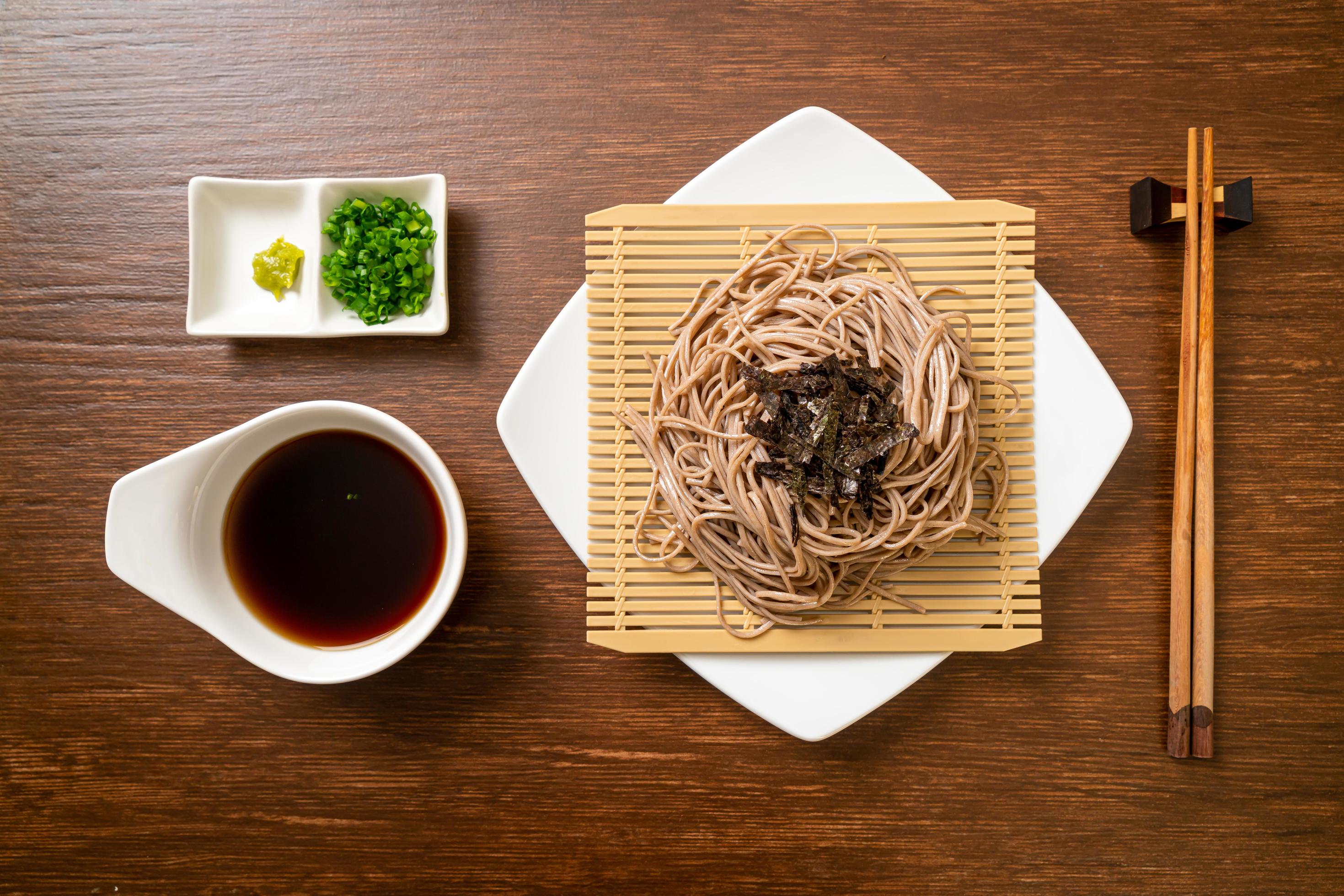 Cold buckwheat soba noodles or zaru ramen – Japanese food style Stock Free