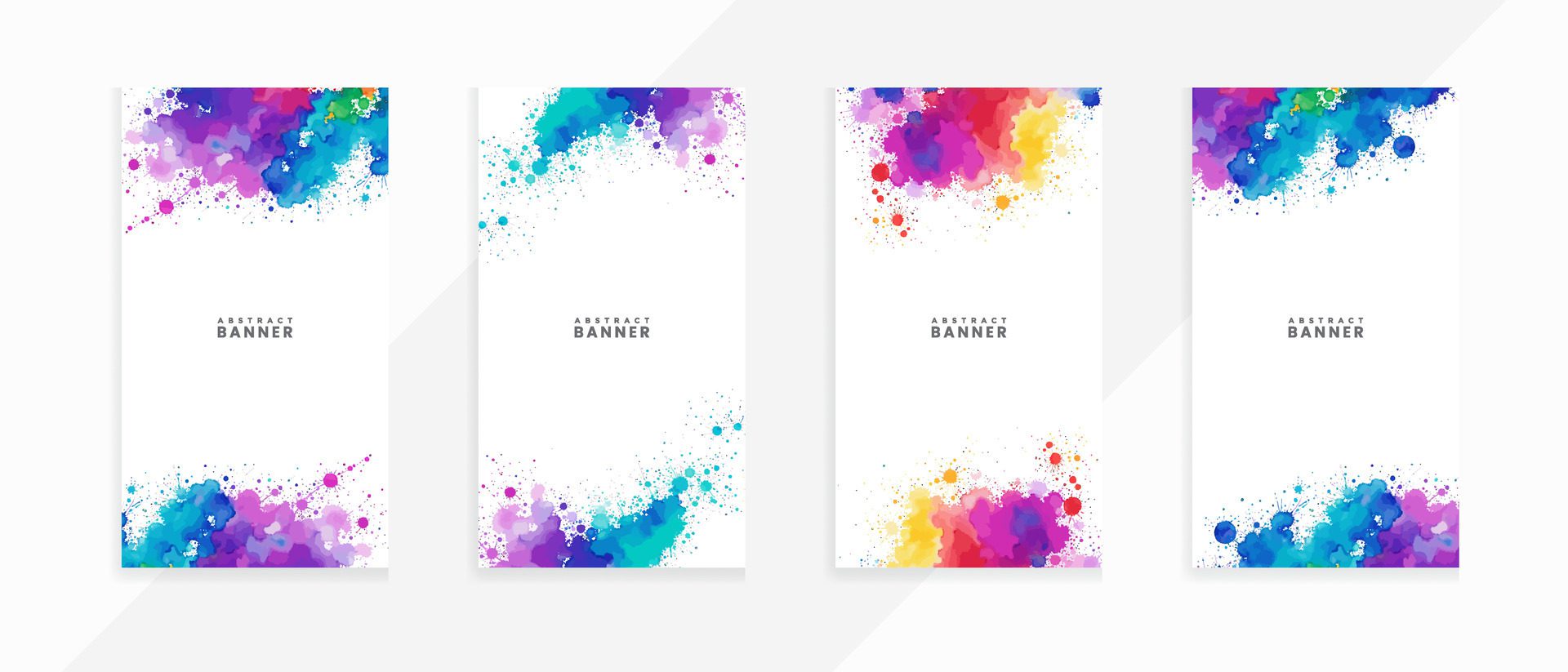 AI generated Abstract colorful watercolor vector banner set isolated scarlet spot textures Free Vector