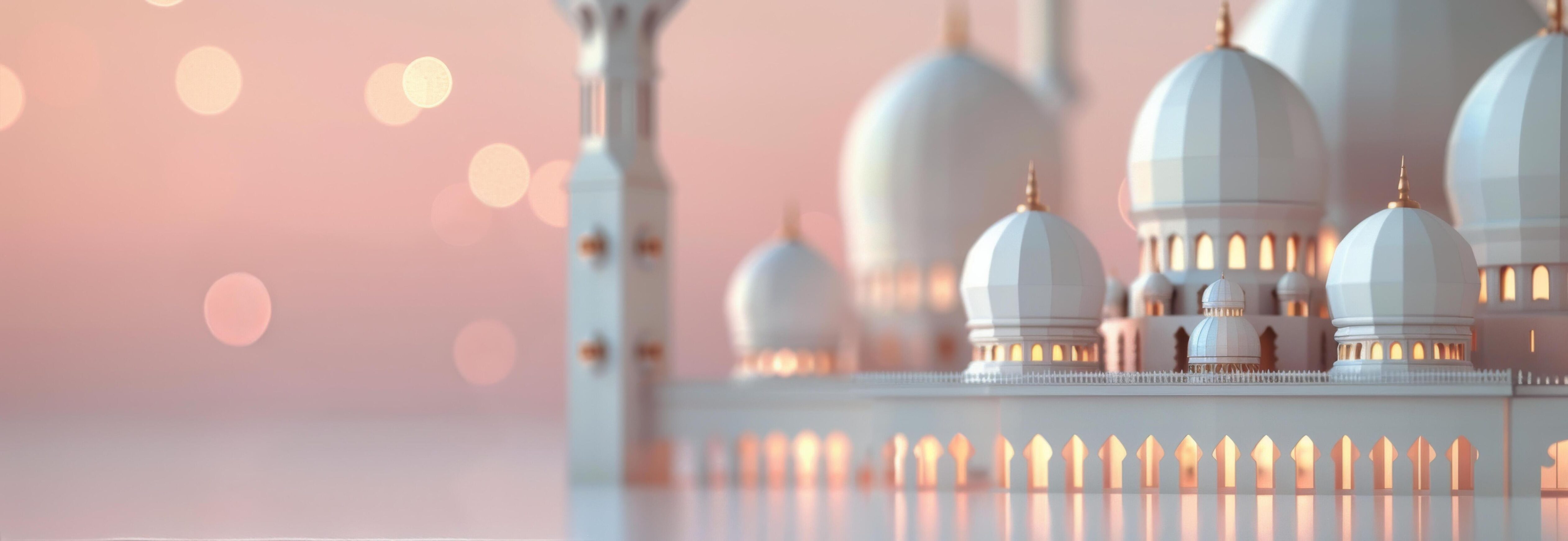 Intricate Architecture of a Mosque at Sunset With Soft Bokeh Background Stock Free