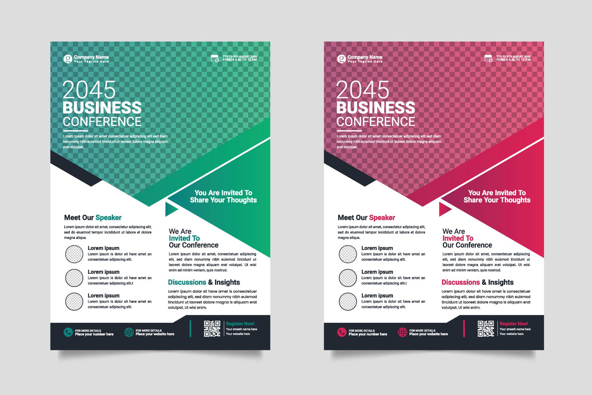 Vector conference flyer business flyer template or business live webinar conference banner Free Vector