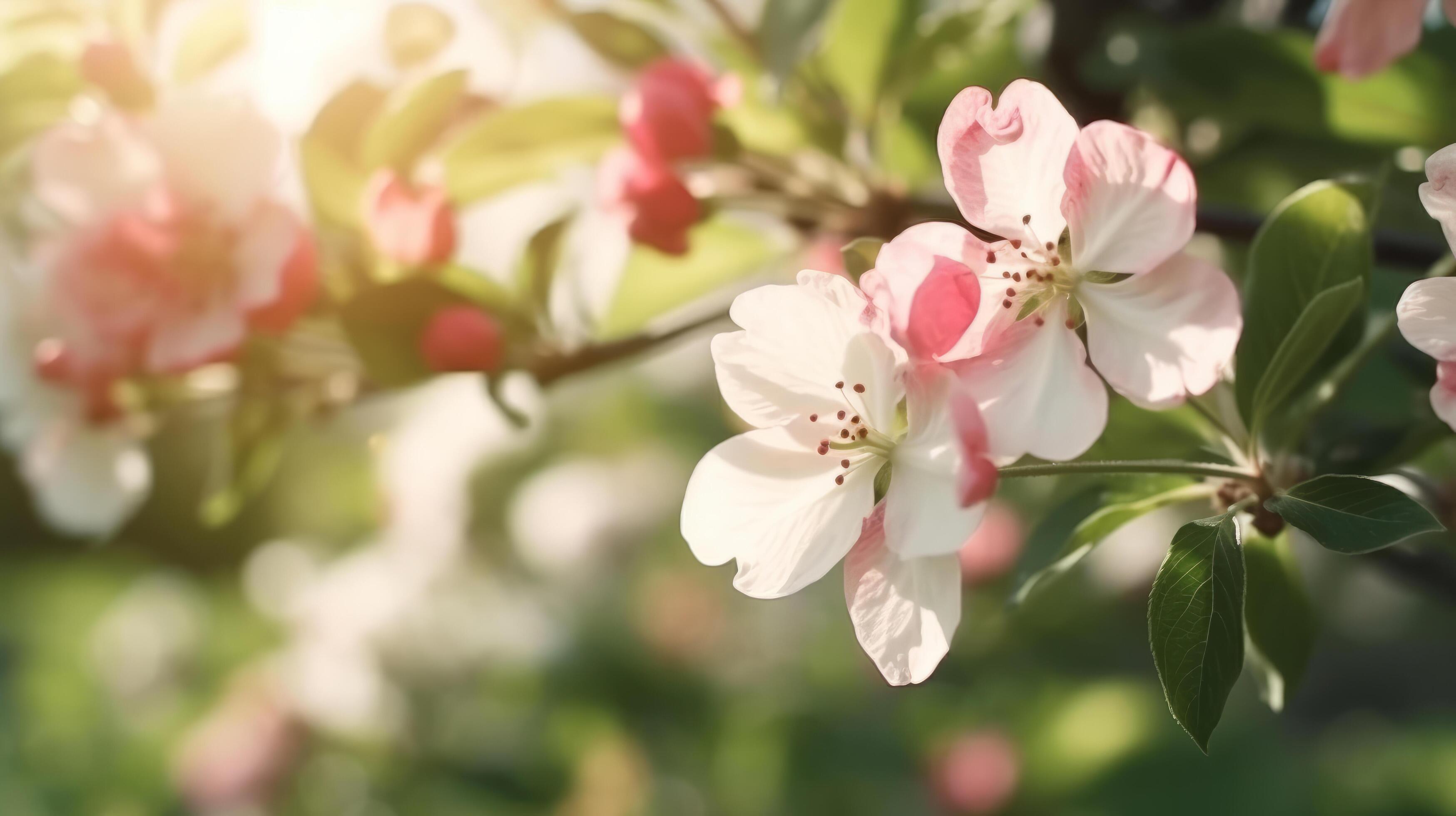 
									Apple flowers in spring. Illustration Stock Free