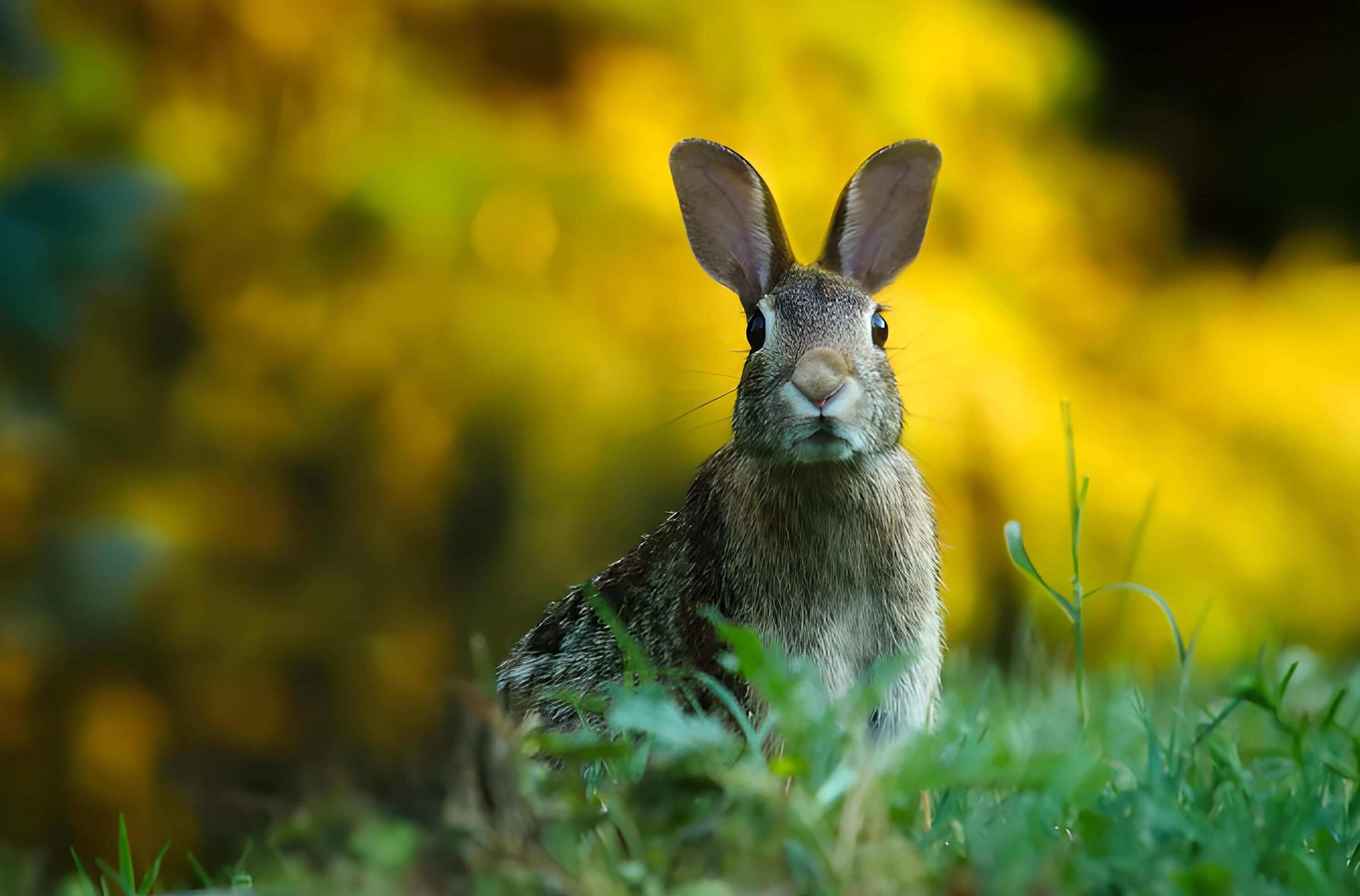 There is a rabbit in a blurred background. Stock Free