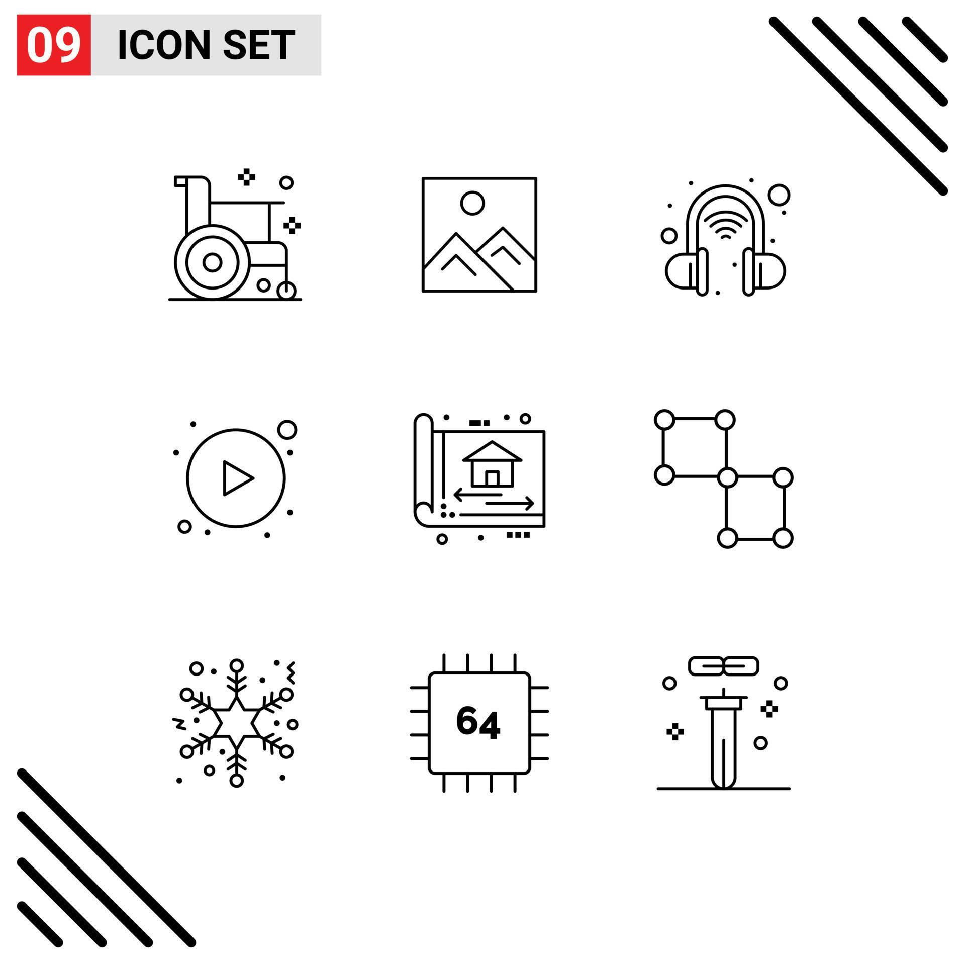 Stock Vector Icon Pack of 9 Line Signs and Symbols for build blue print education button arrows Editable Vector Design Elements Stock Free