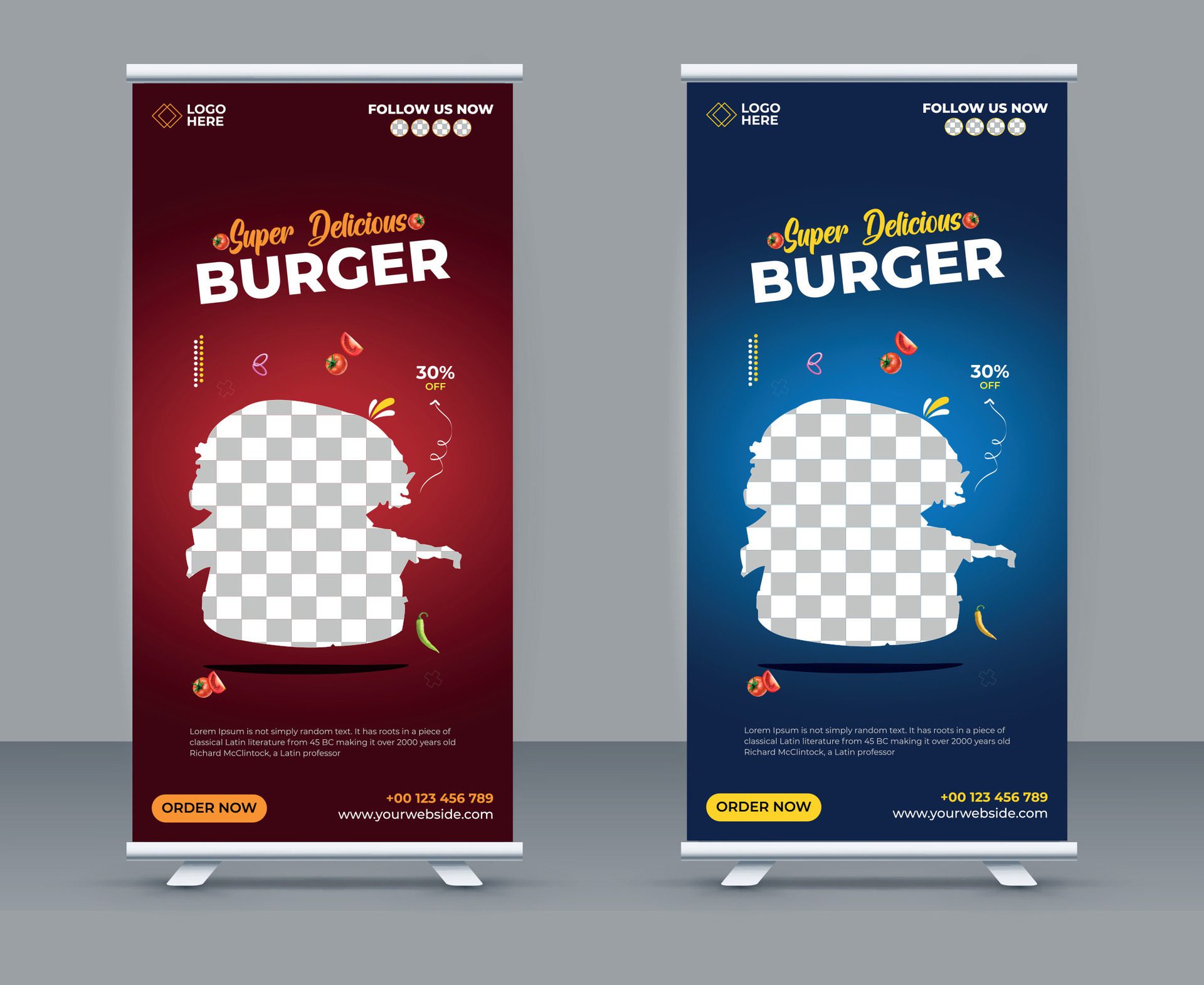 Food roll up banner design template Free Vector