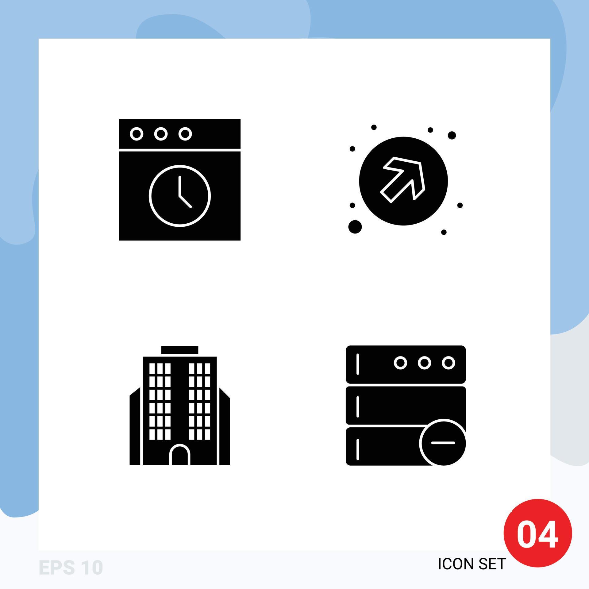 Group of 4 Modern Solid Glyphs Set for app corporation arrow right up delete Editable Vector Design Elements Stock Free