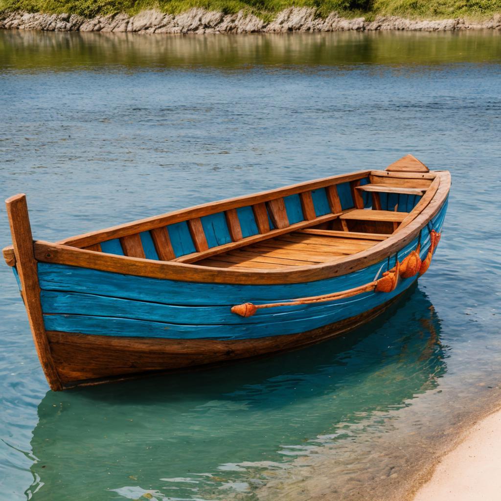 Sitting fish wooden boat by @ai_generated