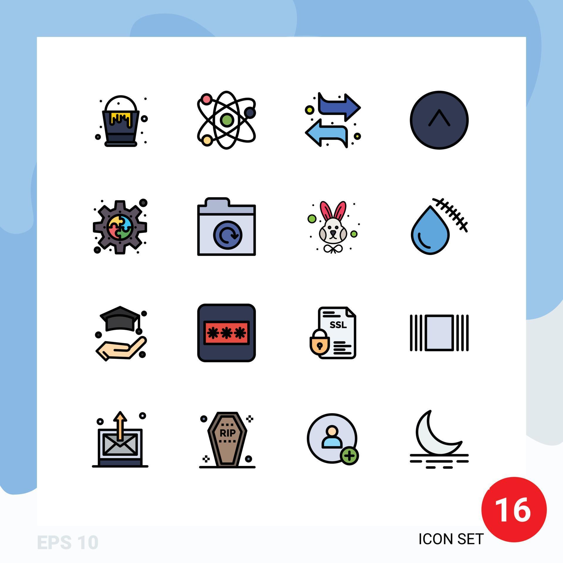 Set of 16 Modern UI Icons Symbols Signs for piece connect arrows up arrow Editable Creative Vector Design Elements Stock Free