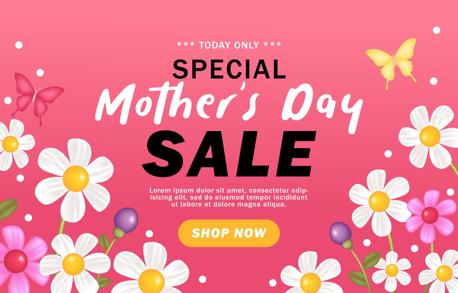 Happy mothers day sale for banner, poster with flowers decoration Free Vector