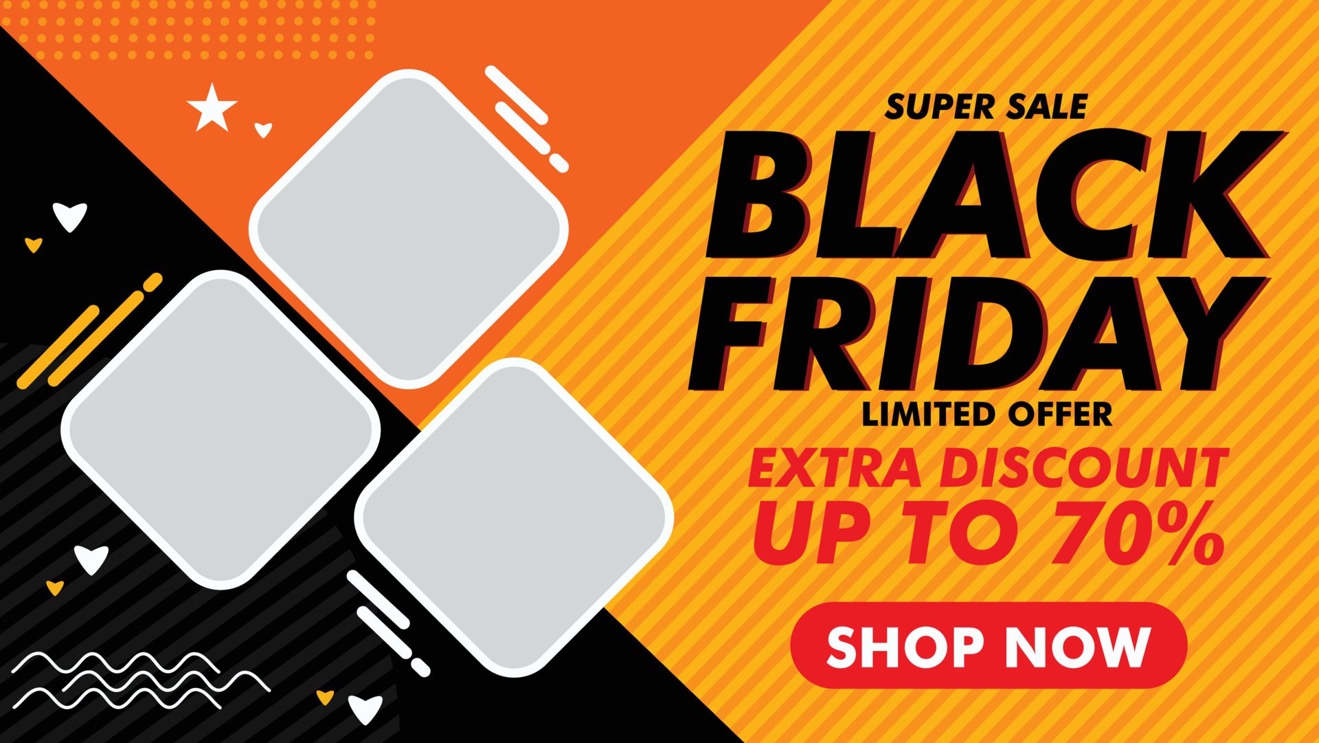 Horizontal banner template for black friday clearance Free Vector