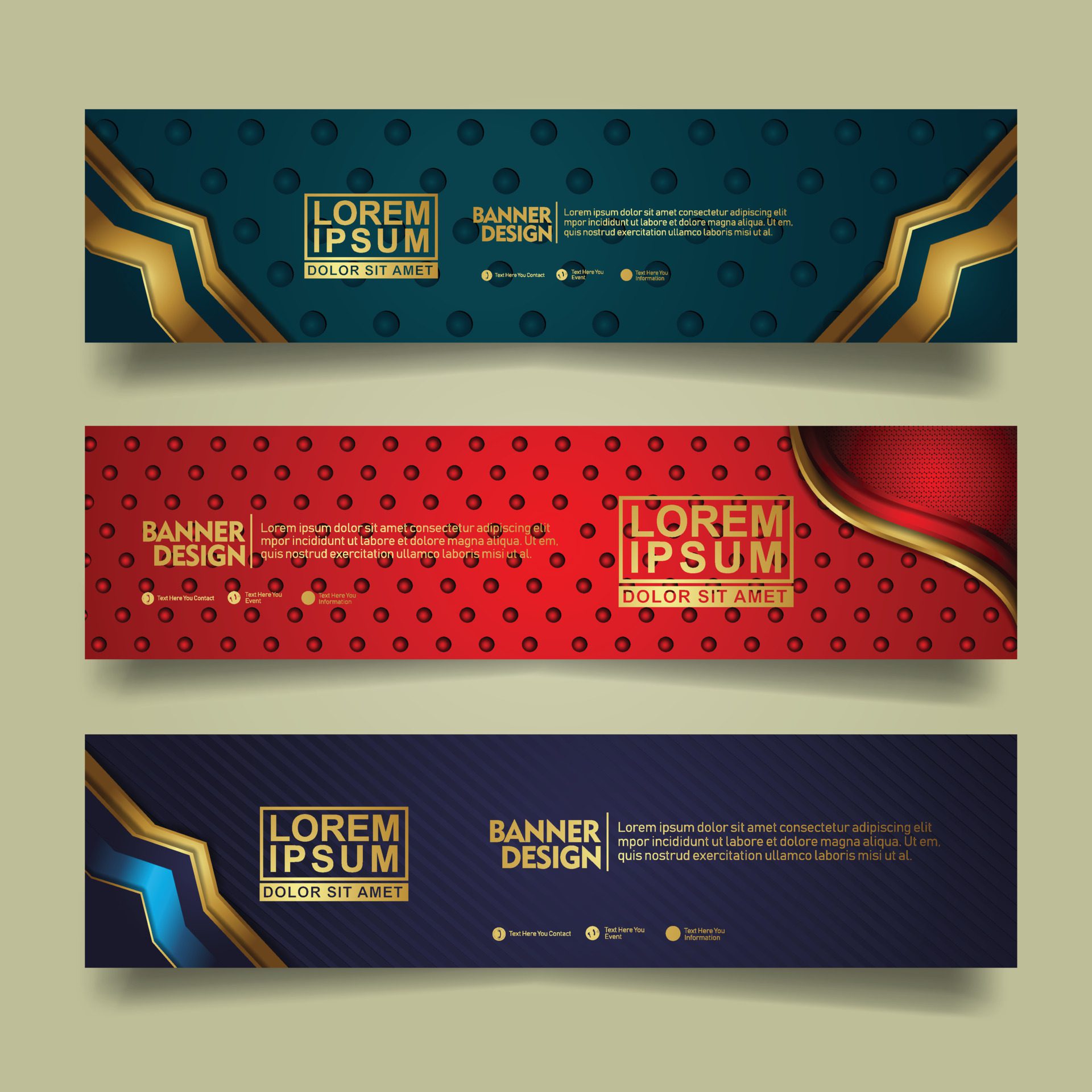 Set banner template design with luxury and elegant lines shape ornament effect on texture pattern background Free Vector