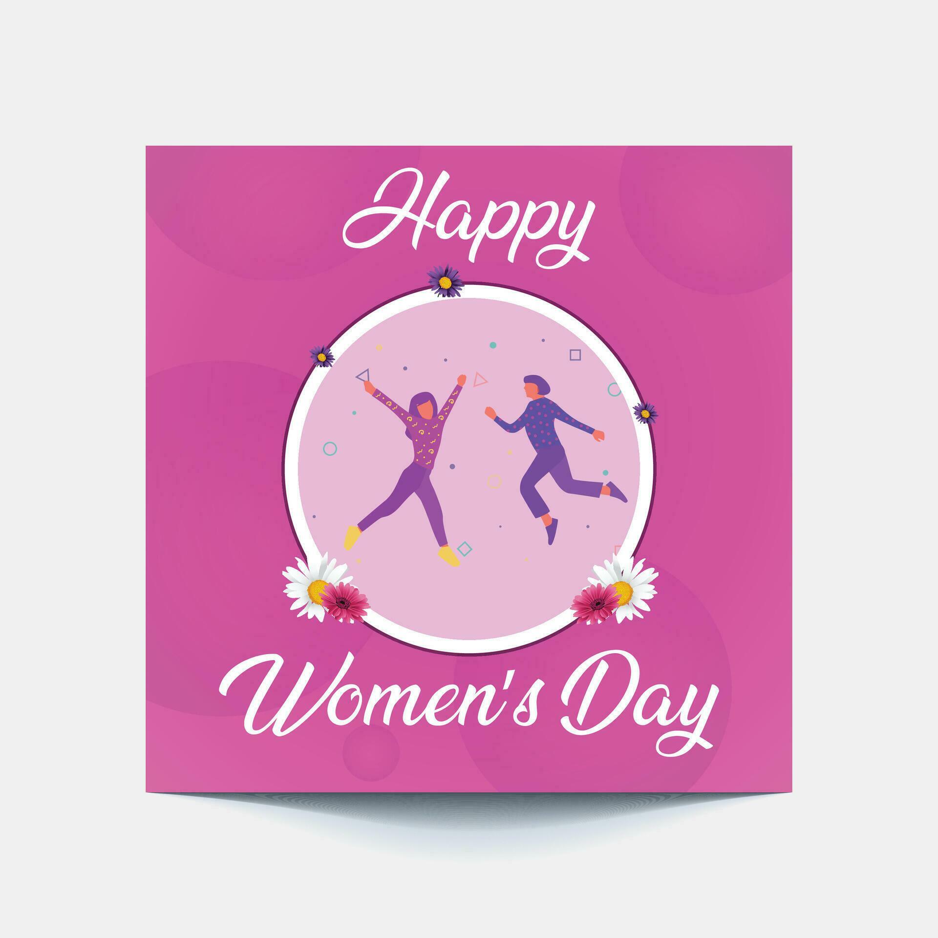 International Women’s Day 8 march with frame of flower and Paper art style. Stock Free