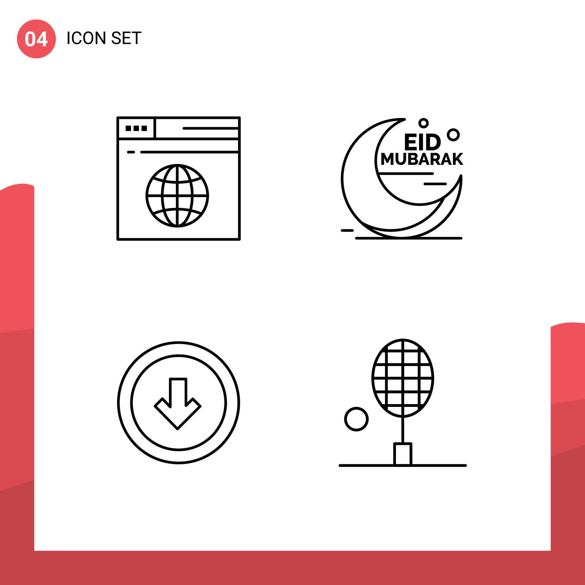 4 User Interface Line Pack of modern Signs and Symbols of internet arrow web moon user Editable Vector Design Elements Stock Free