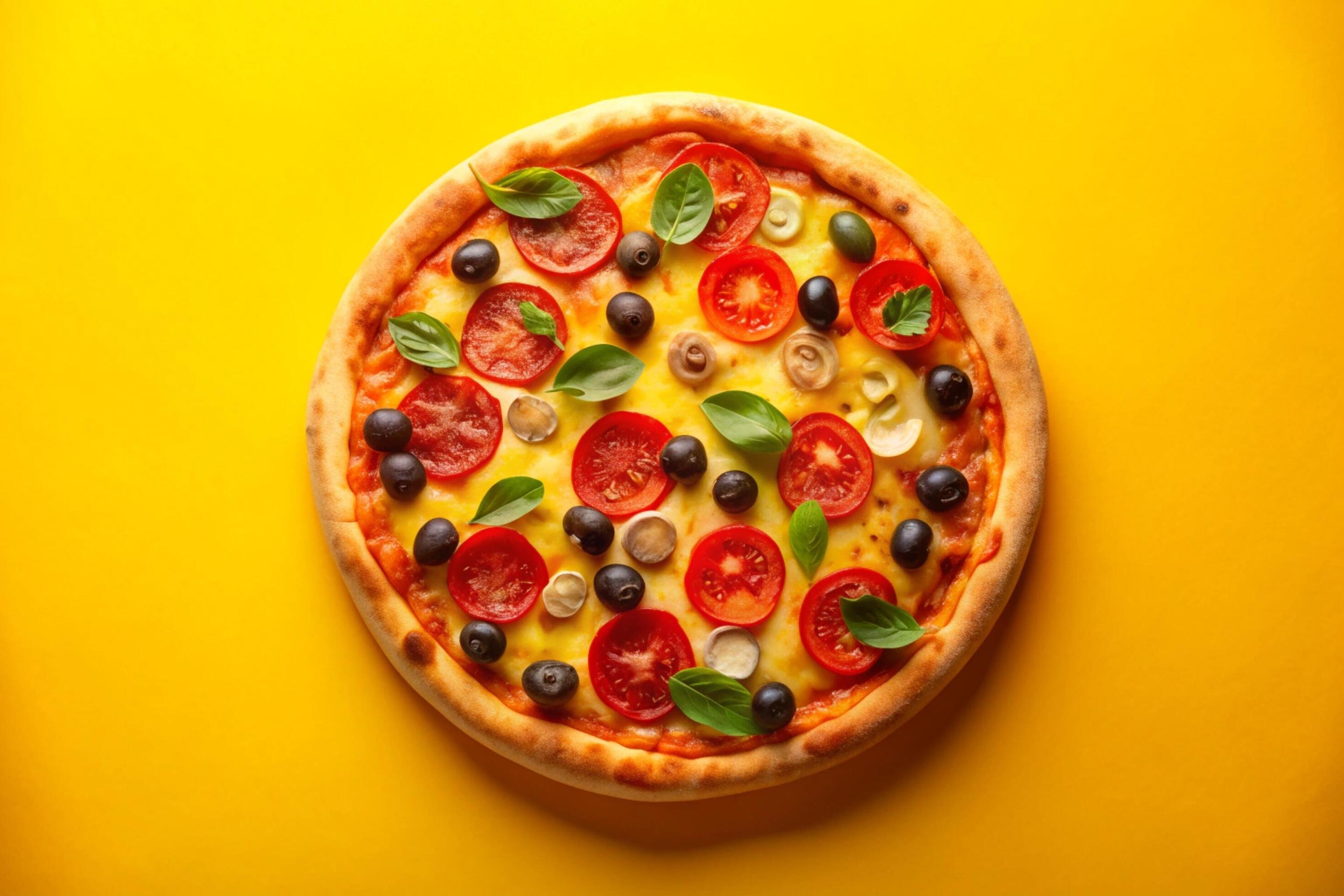 Pizza photo isolated on simple background Stock Free