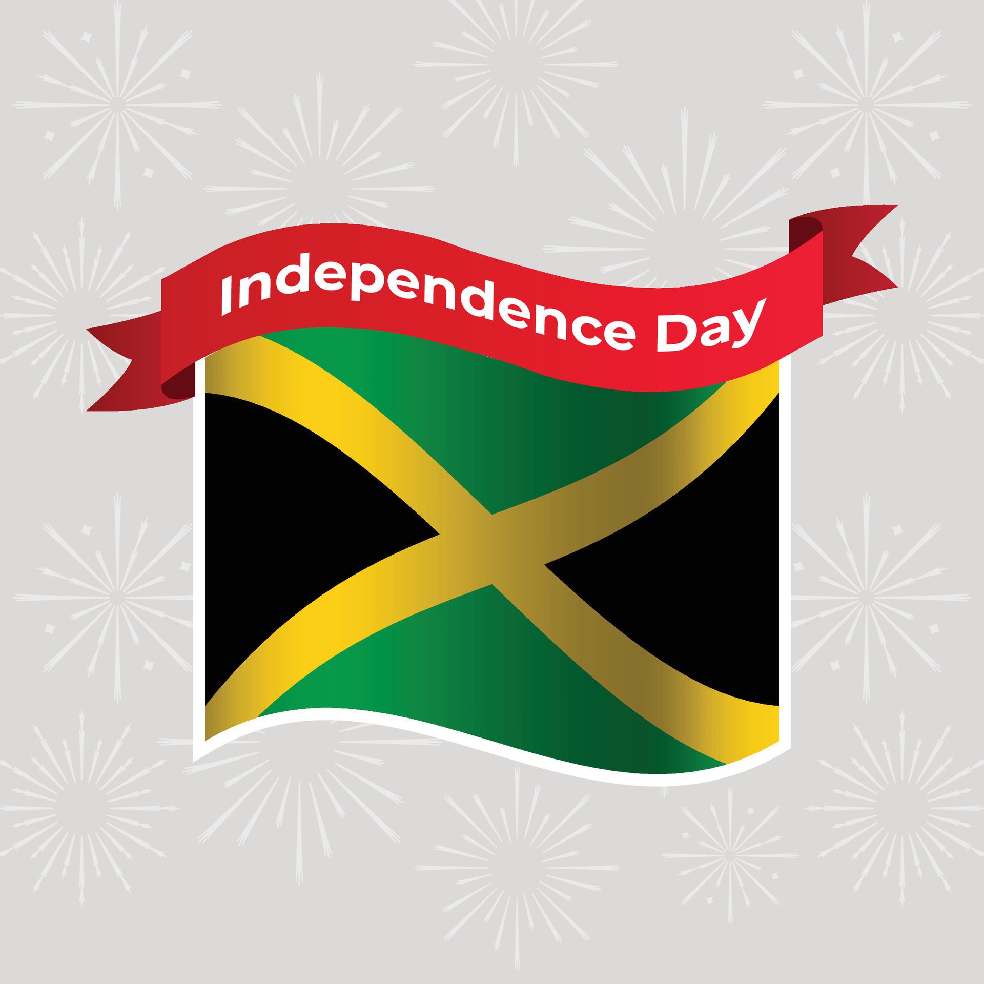 Jamaica Wavy Flag Independence Day Banner Background Free Vector