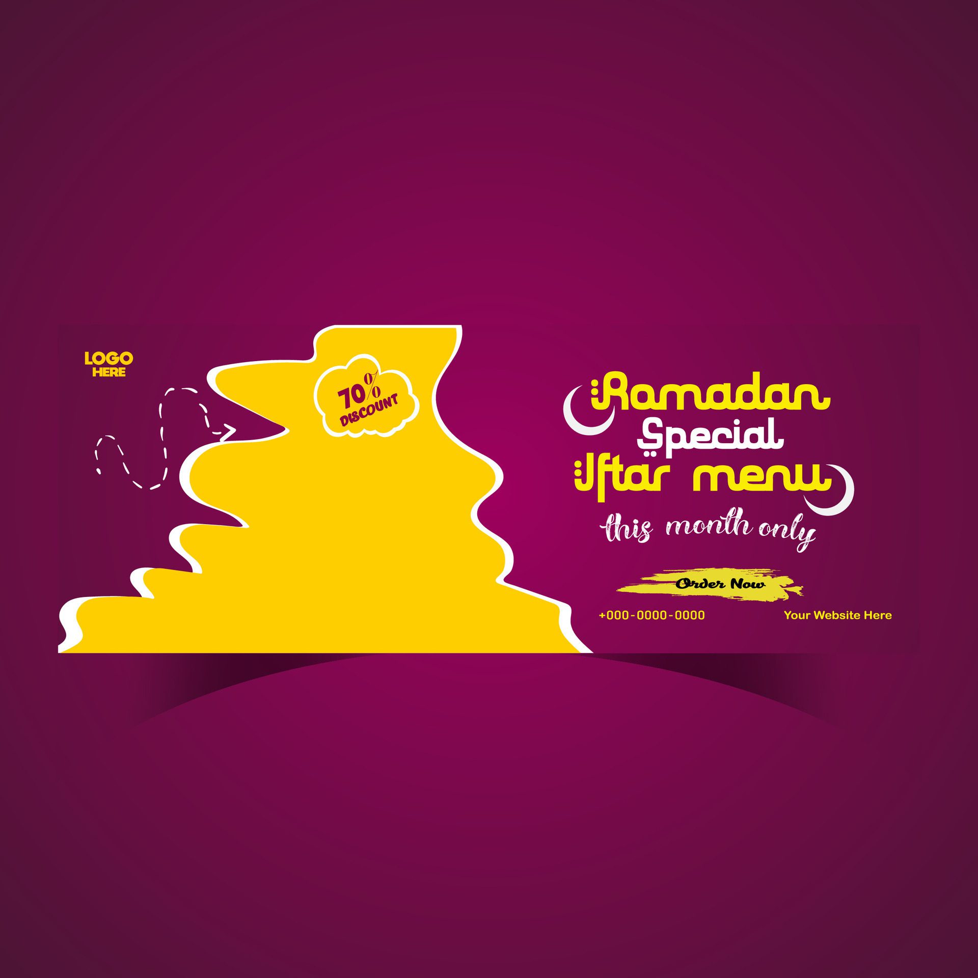 Ramadan food menu post design and social media banner template Free Vector