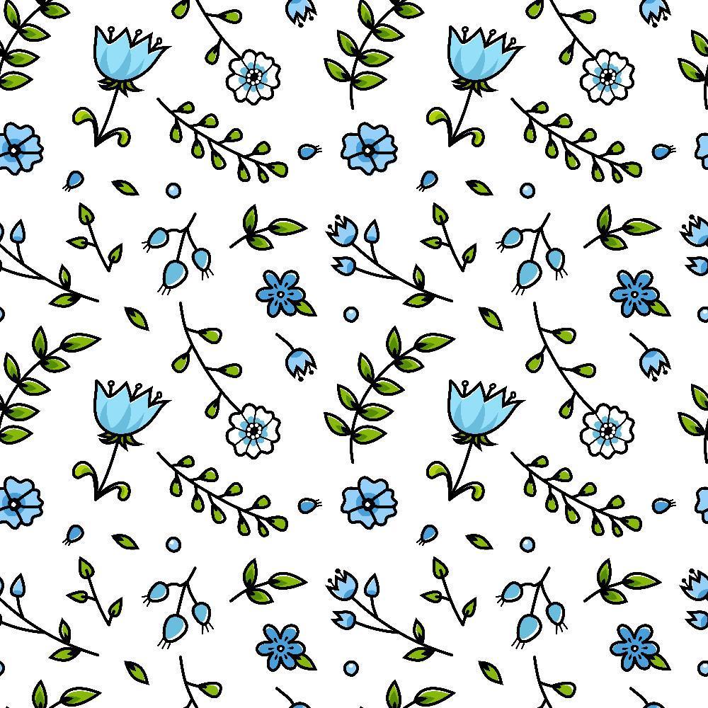 Lovely Blue Flower Cartoon Seamless Pattern Stock Free