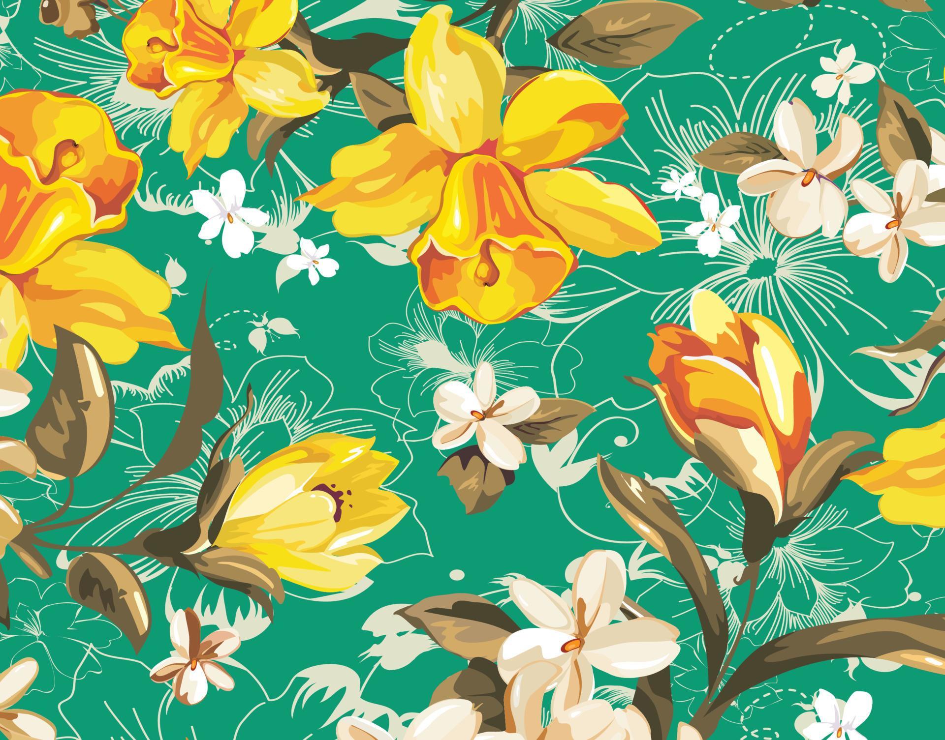 Yellow flowers pattern Stock Free