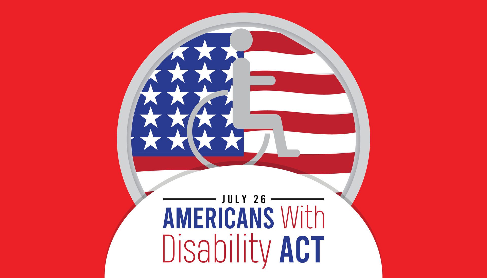 Americans with disability act observed every year in July. Template for background, banner, card, poster with text inscription. Free Vector