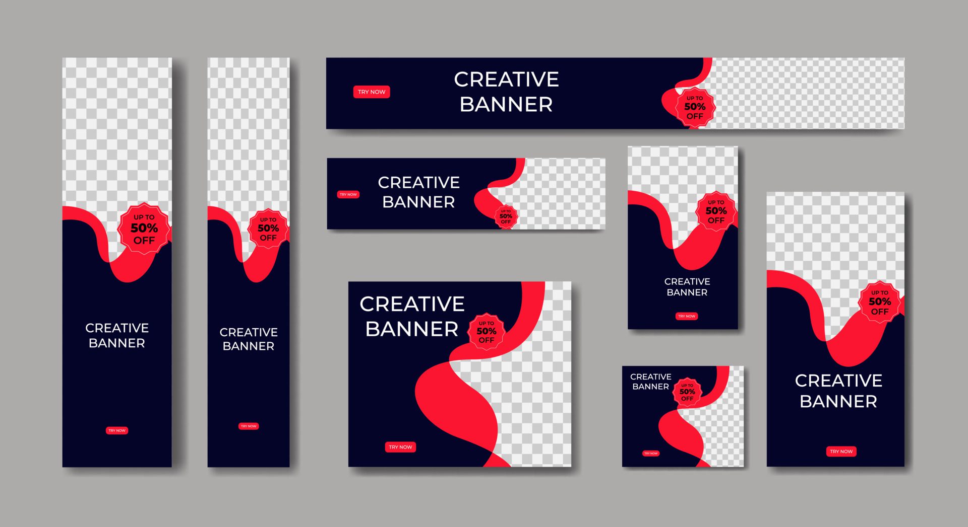 Set Of Ad Banner Template Design Free Vector