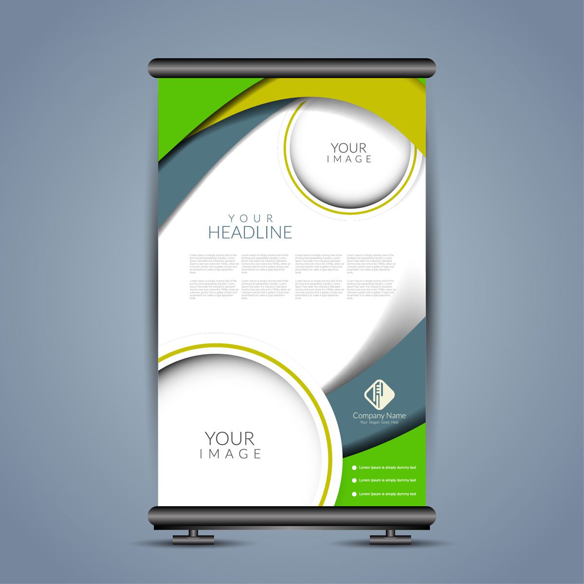 Modern roll up banner stand design Free Vector