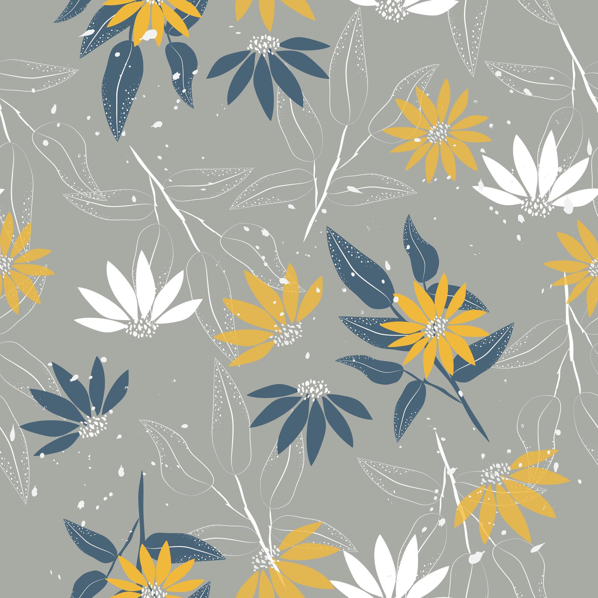 Cute elegant yellow vintage flowers pattern Stock Free