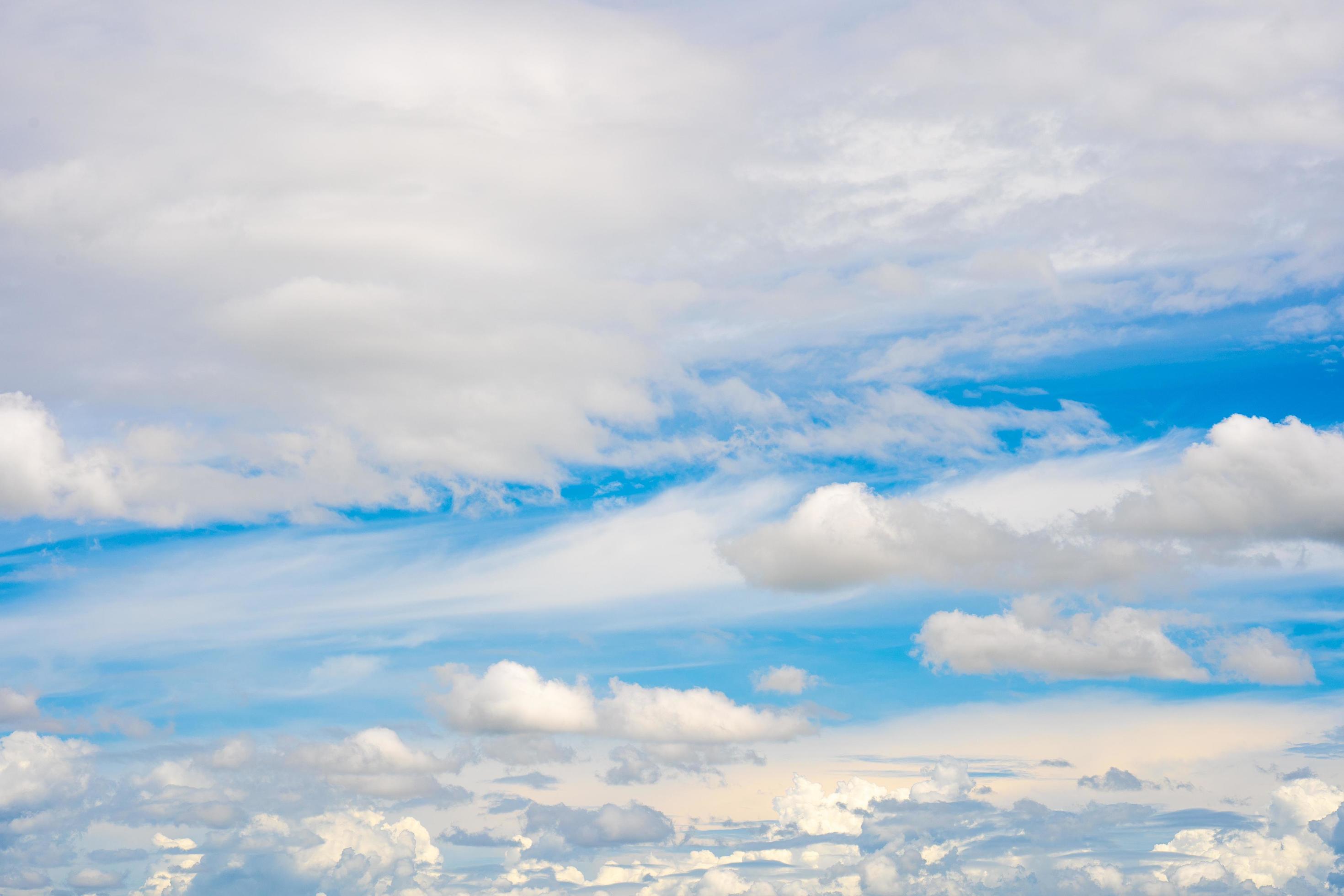 clouds and blue sunny sky, white clouds over blue sky, Aerial view, nature blue sky white cleat weather. Stock Free