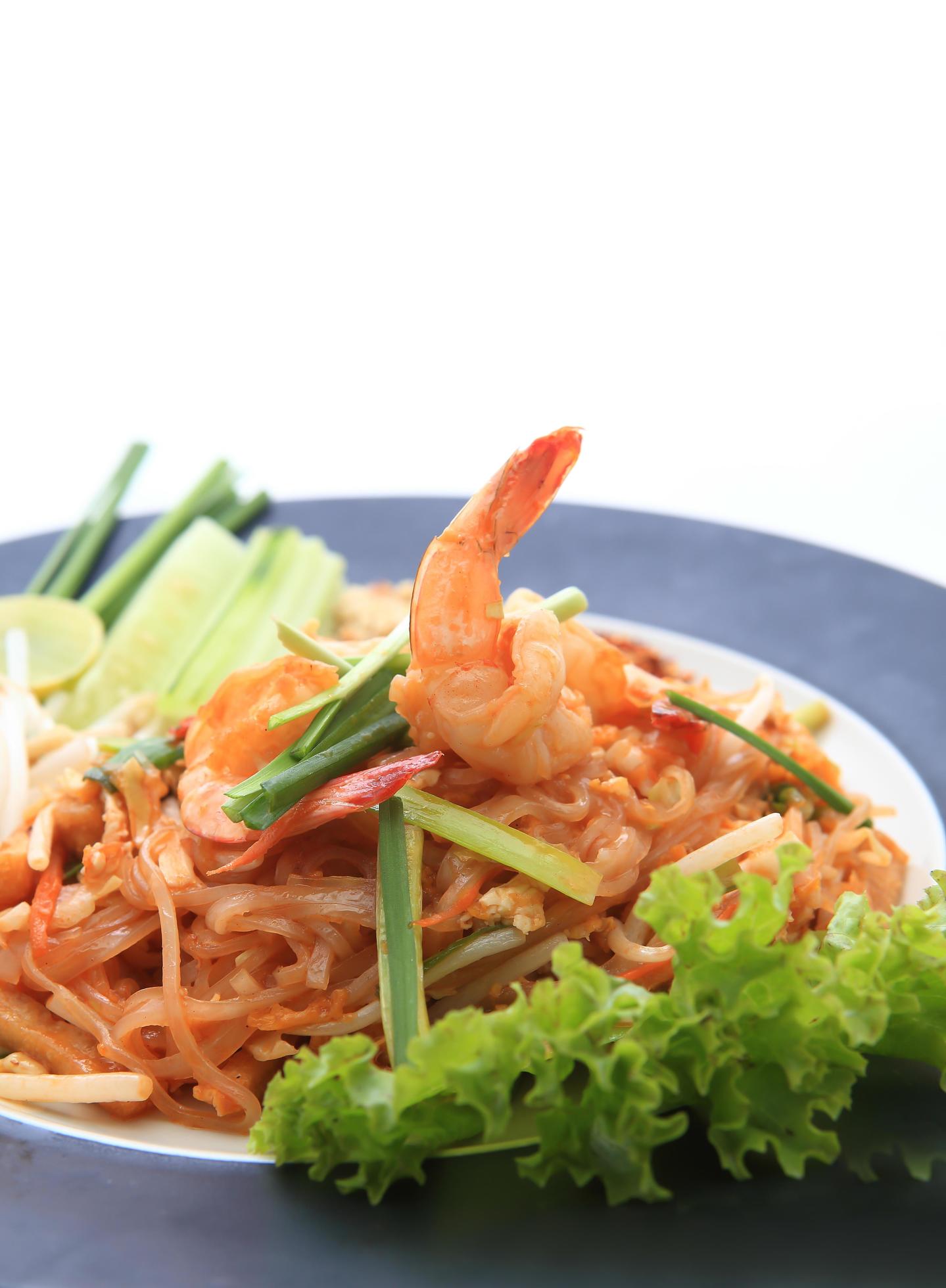 Thai food Pad thai , Stir fry noodles with shrimp Stock Free