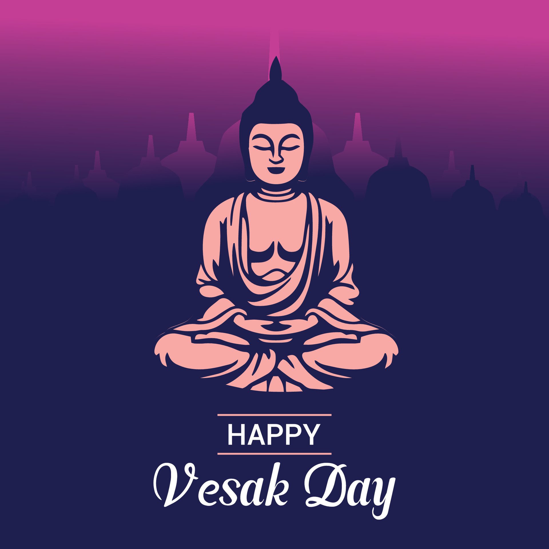 Flat vesak day illustration festival celebration and vesak day Banner Free Vector