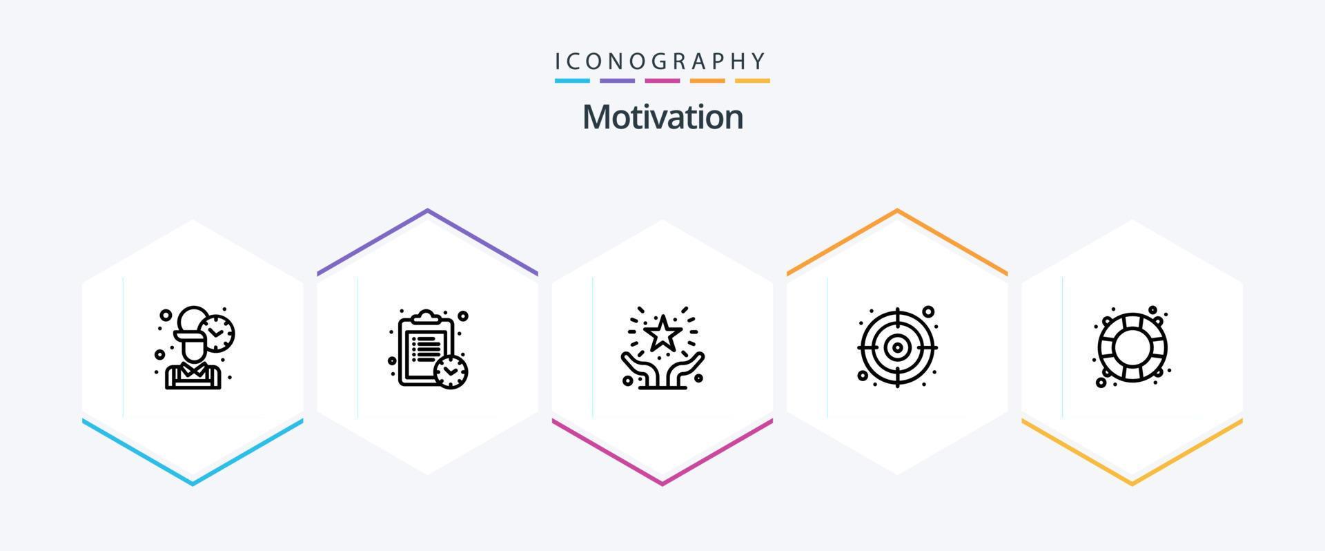 Motivation 25 Line icon pack including salvation. rescue. favorite. target. arrow Stock Free